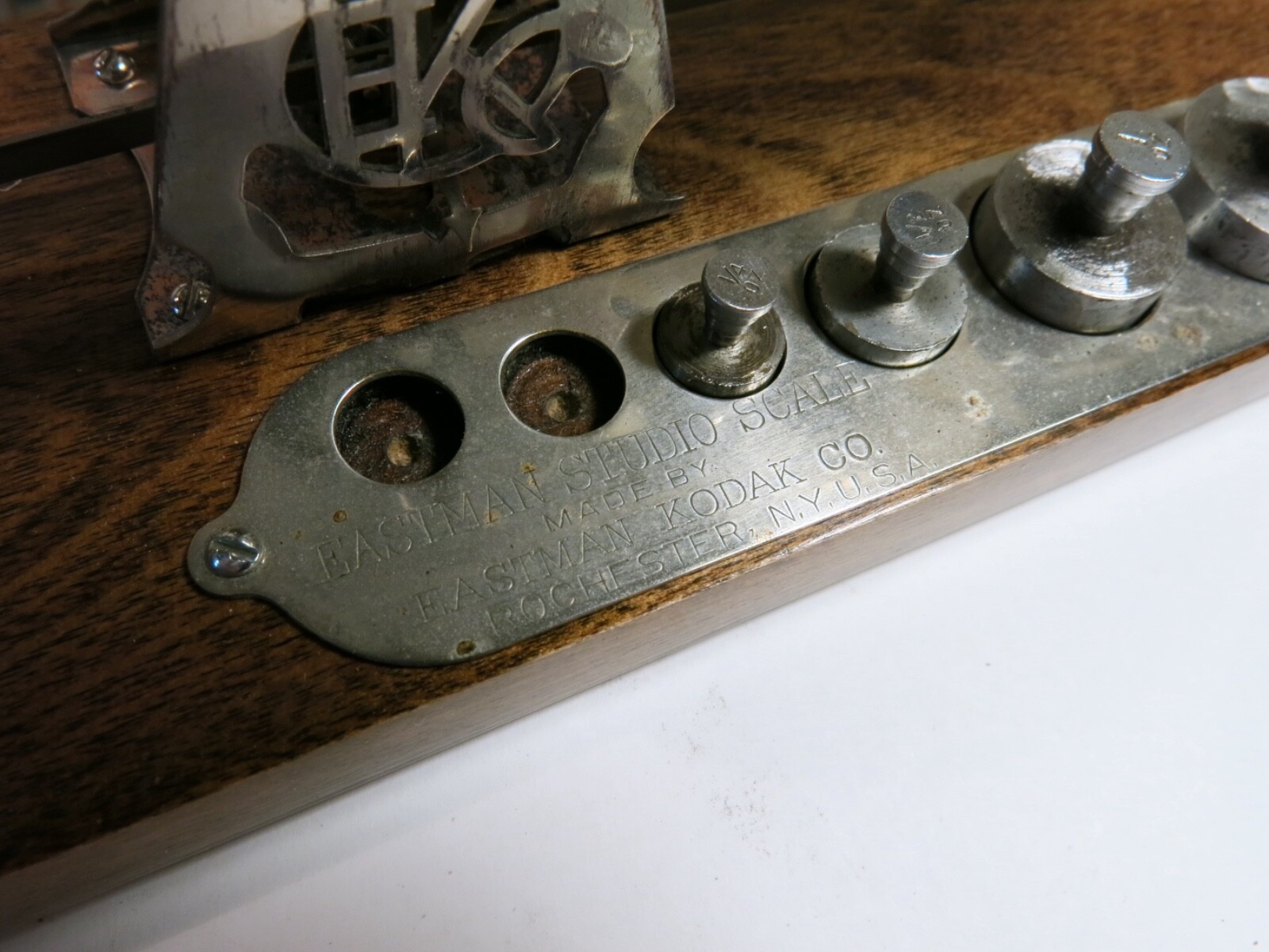 Antique Kodak Studio Scale with Weights and Pans — Refinished Base
