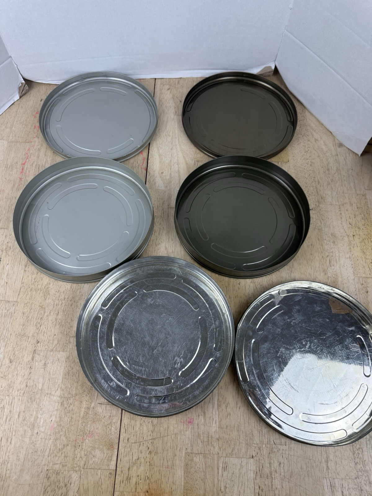 Lot of 3 Empty 16mm Metal Movie Film Canister Cans 10.5″ No Reels