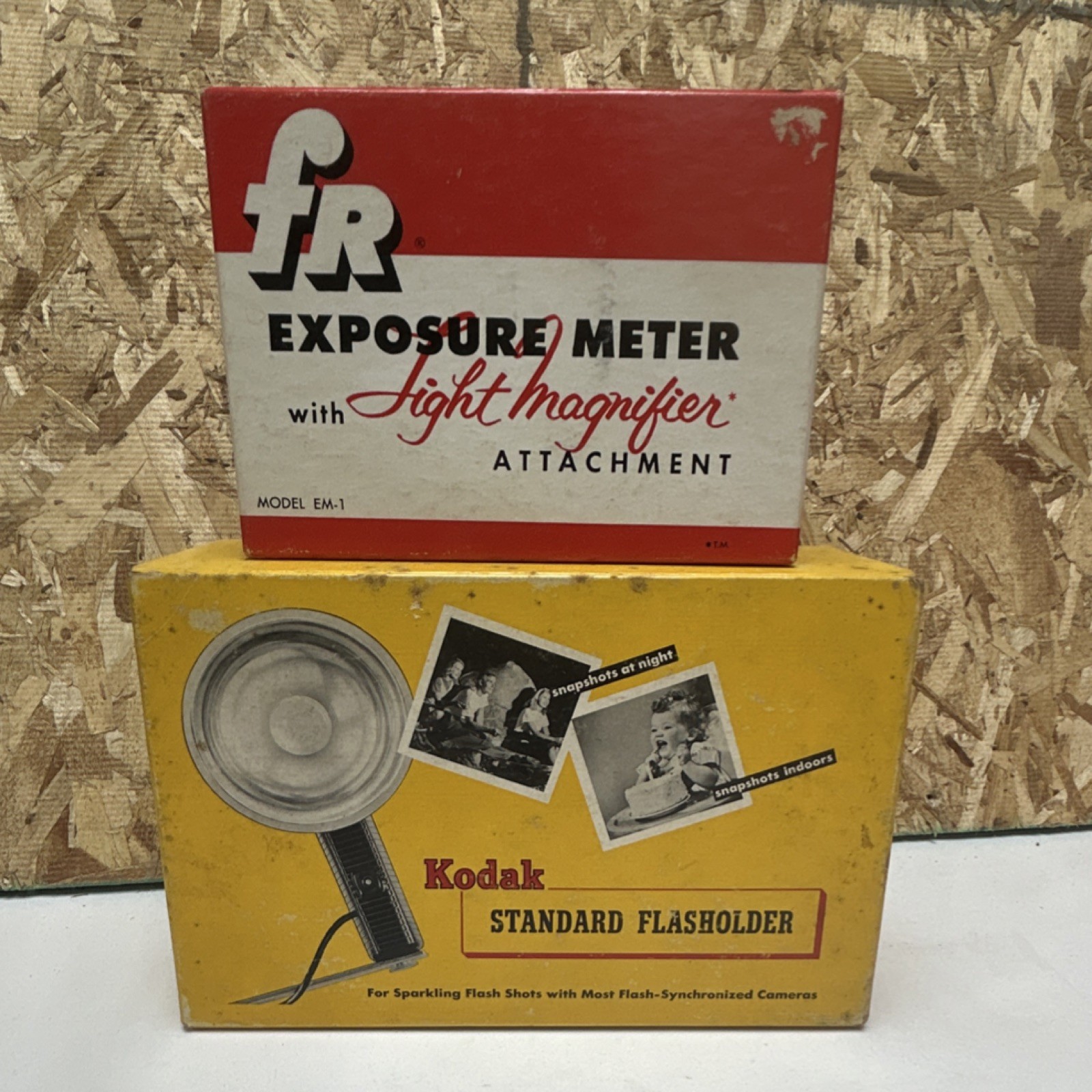 Vintage Photography Decor Kodak Flash Holder & fr EM-1 ! EMPTY BOXES ONLY!