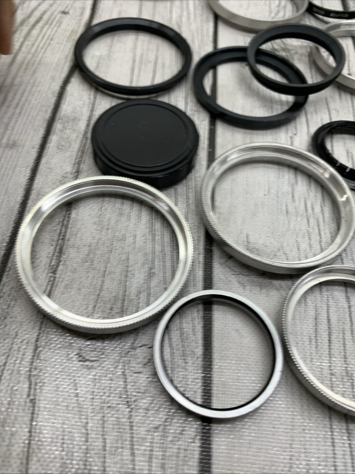 Vintage lot Camera Parts Hoods Caps Lens Adapters 36 pieces