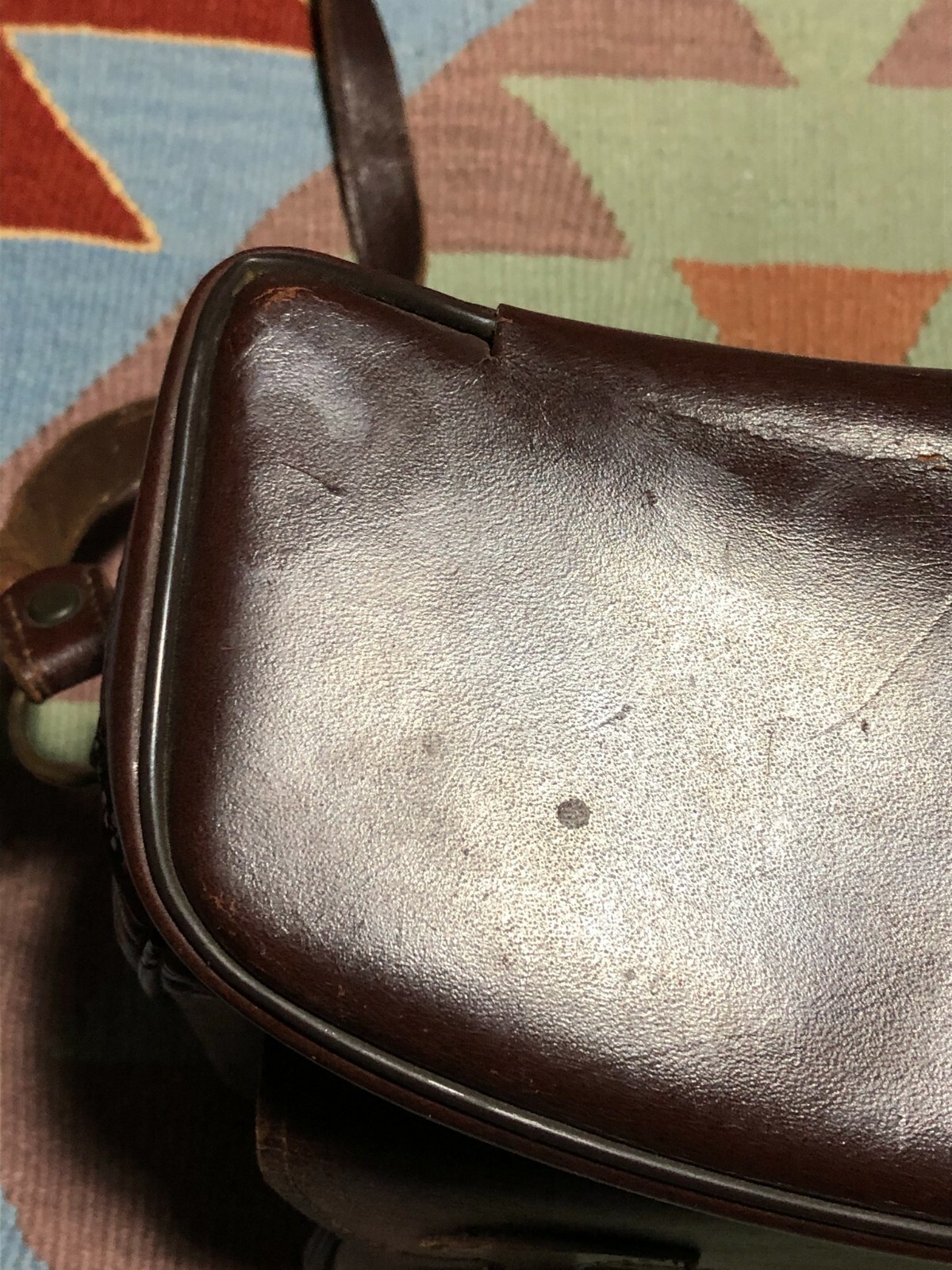 Vintage 60s Leather Camera Case Hard Shell Diamond Made in USA
