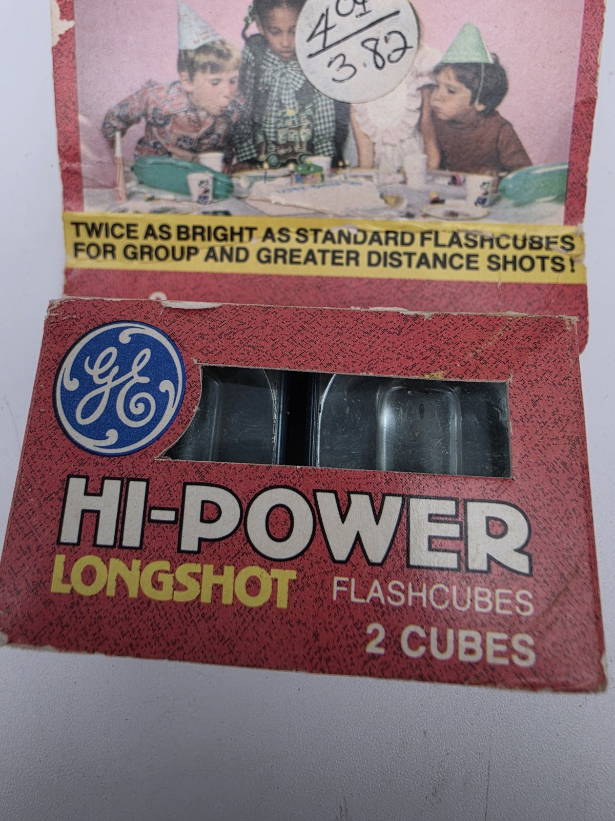 Vintage GE Hi-Power Longshot Flash Cubes Box of 2 Cubes-8 Flashes NOS