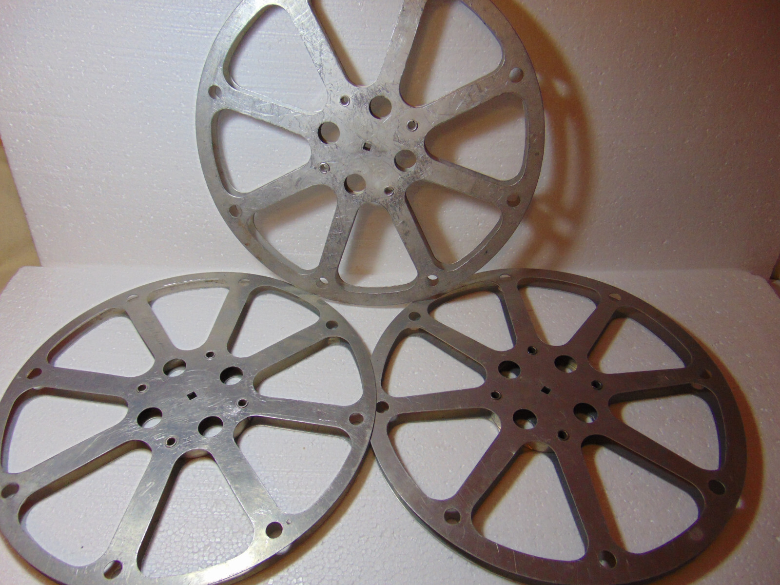 3pc BIG Empty 16mm Aluminum Metal Film Reel 16″ 2000ft Movie Take Up 2000′ 600m