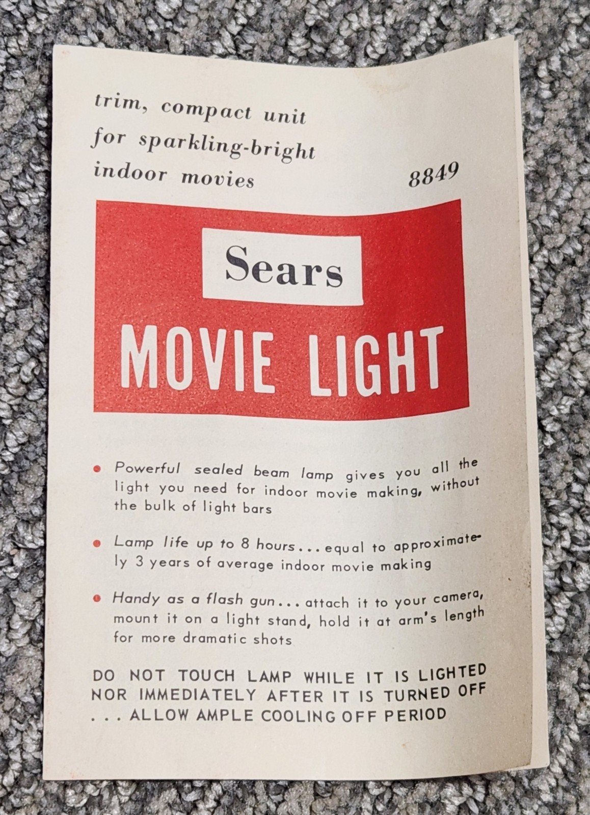 Vintage Sears Side Mount Movie Light 3-8849 With Original Box Works Great