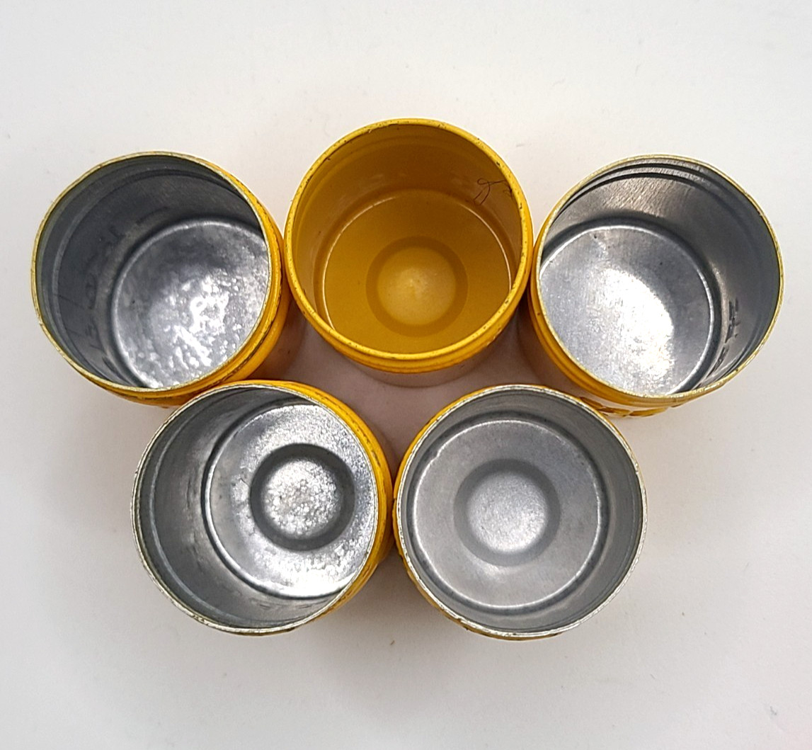 5 Kodak 35mm Metal Film Canisters YELLOW with LIDS – Preowned Vintage (w)