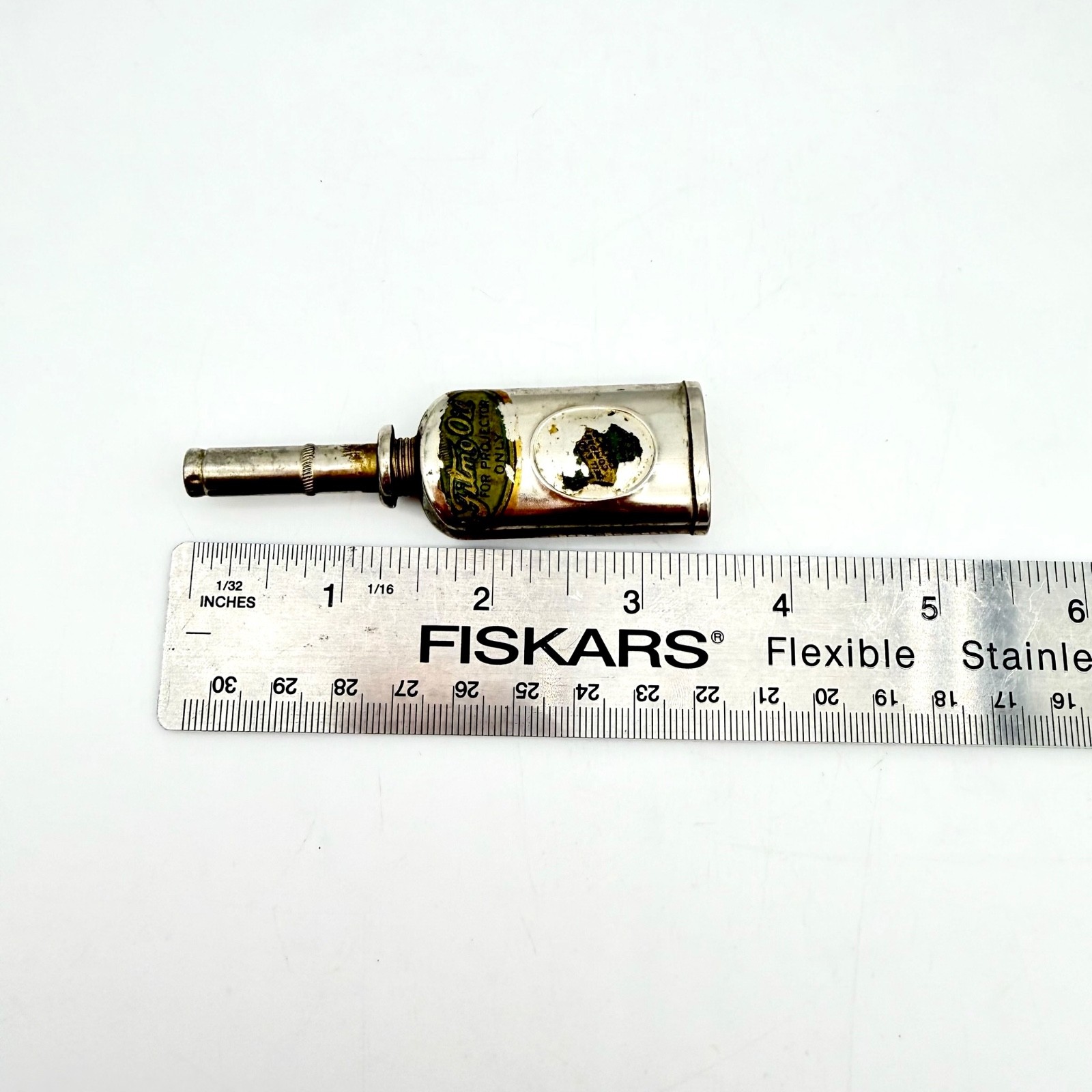 Bell & Howell Filmo Projector Needle Oiler Oil Can Metal Silver 3.5 in Vintage