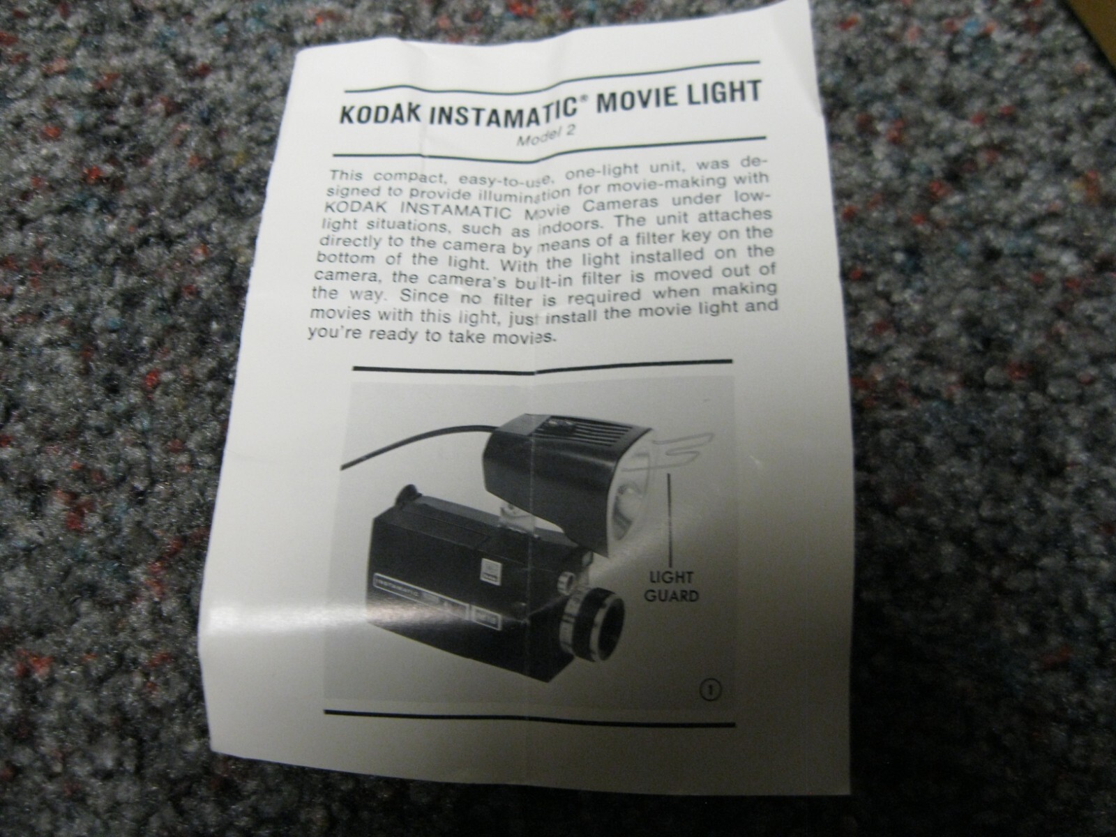 Kodak Instamatic Movie Light Model 2 No.D376 In Box. missing light guard