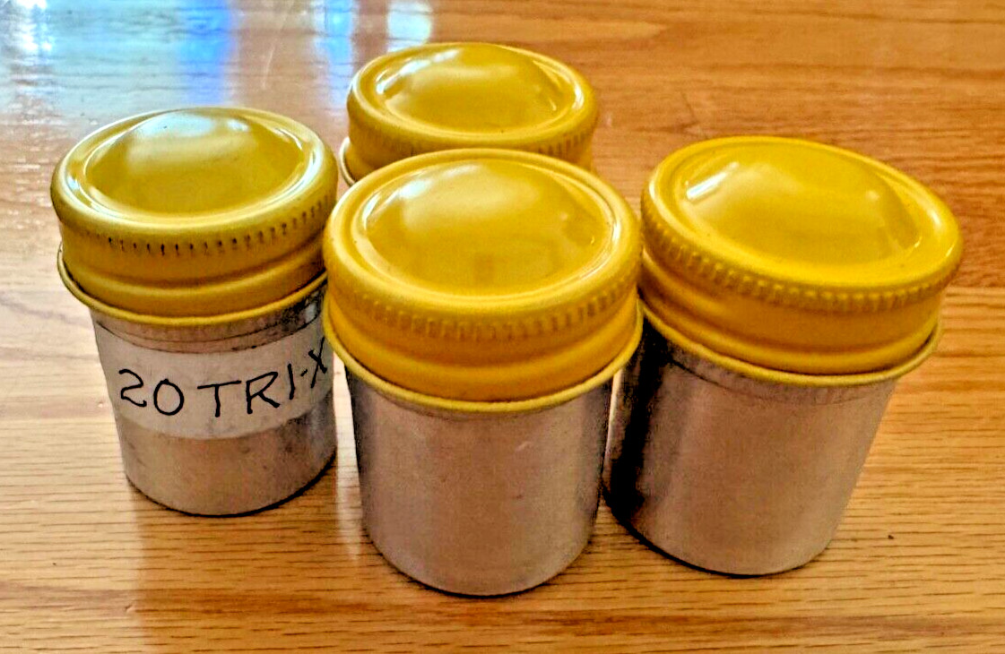 Lot of 4 Kodak 35mm Aluminum Film Canisters in Yellow
