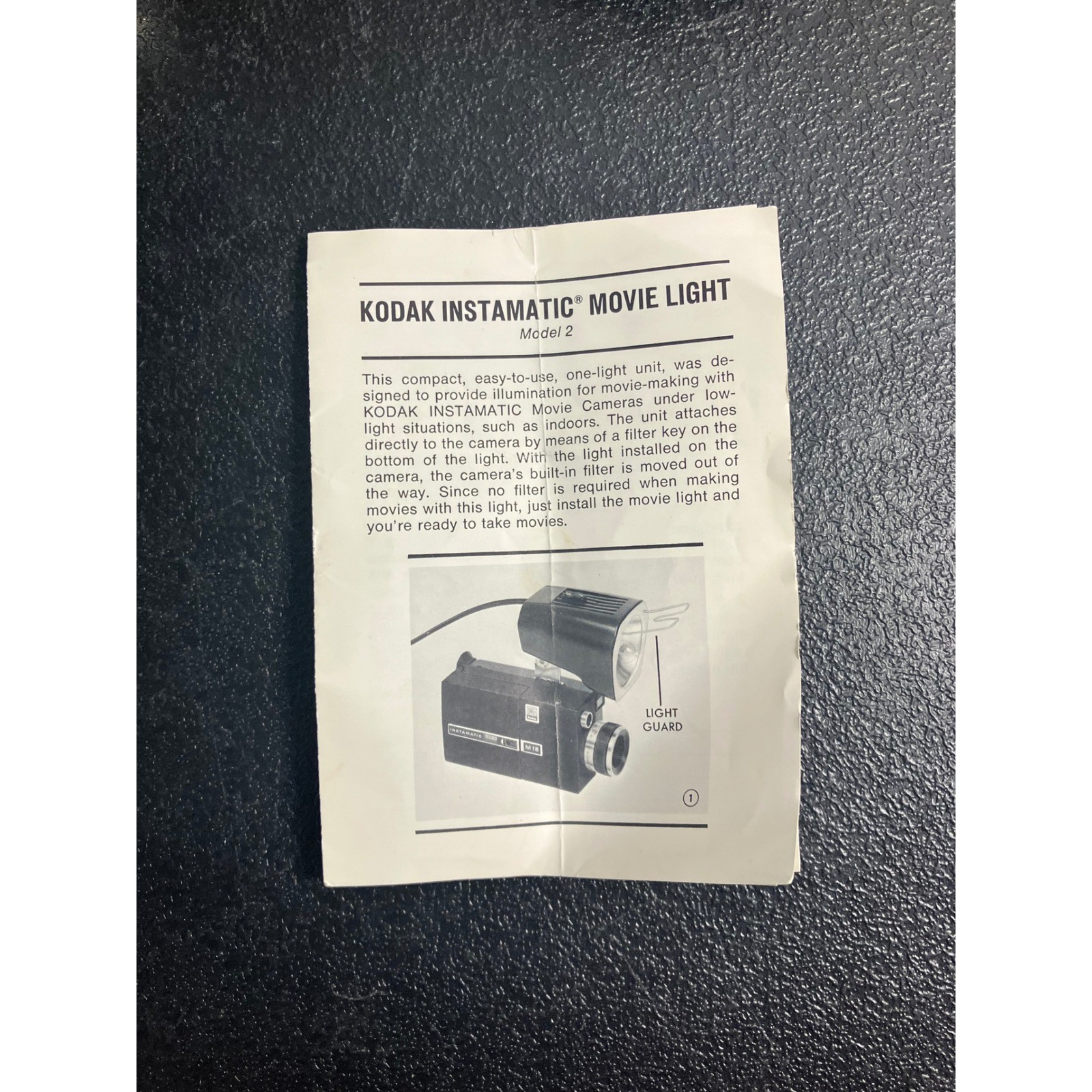 Kodak Instamatic Movie Light Model 2 Vintage Camera Accessory with Manual