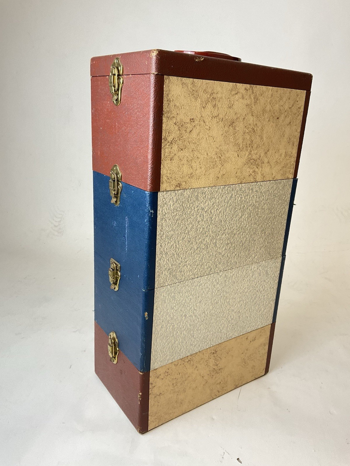 Vintage Barnett & Jaffe Baja Slide Carrying Case Red Blue 4 Level Stackable