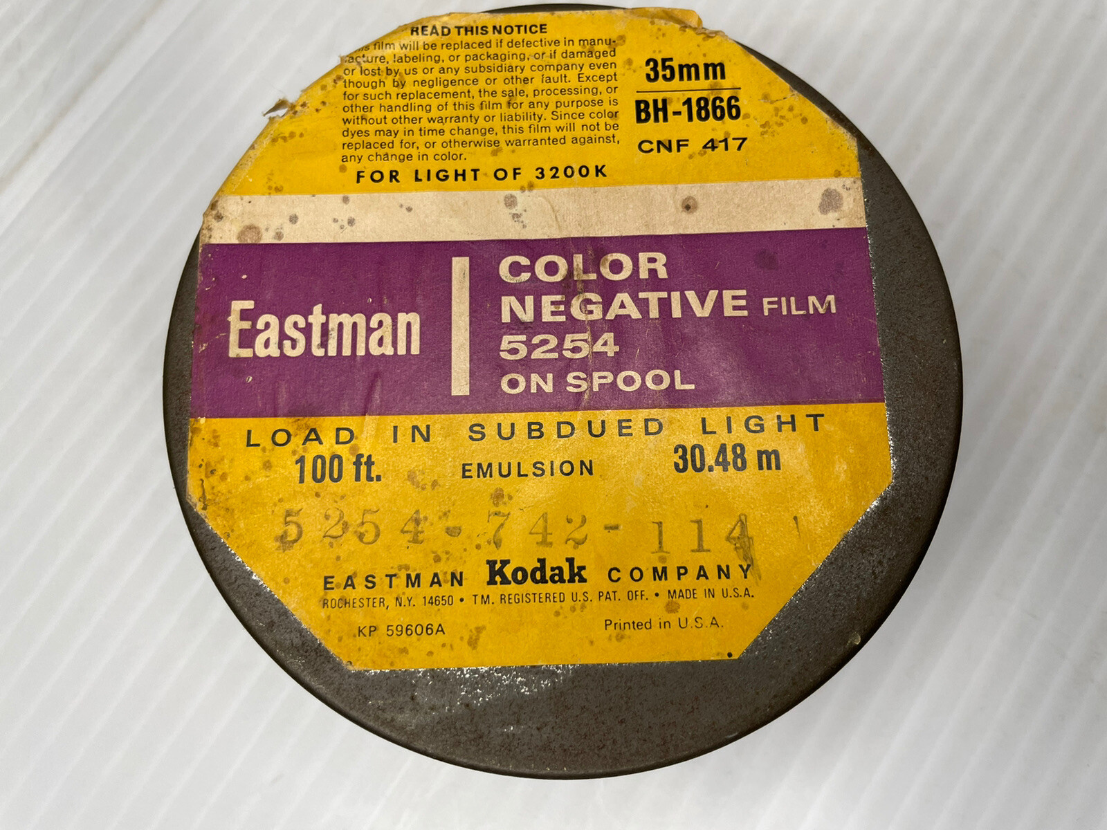 Vintage Eastman Kodak Rochester, NY Color Negative Film Canister 3 3/4”