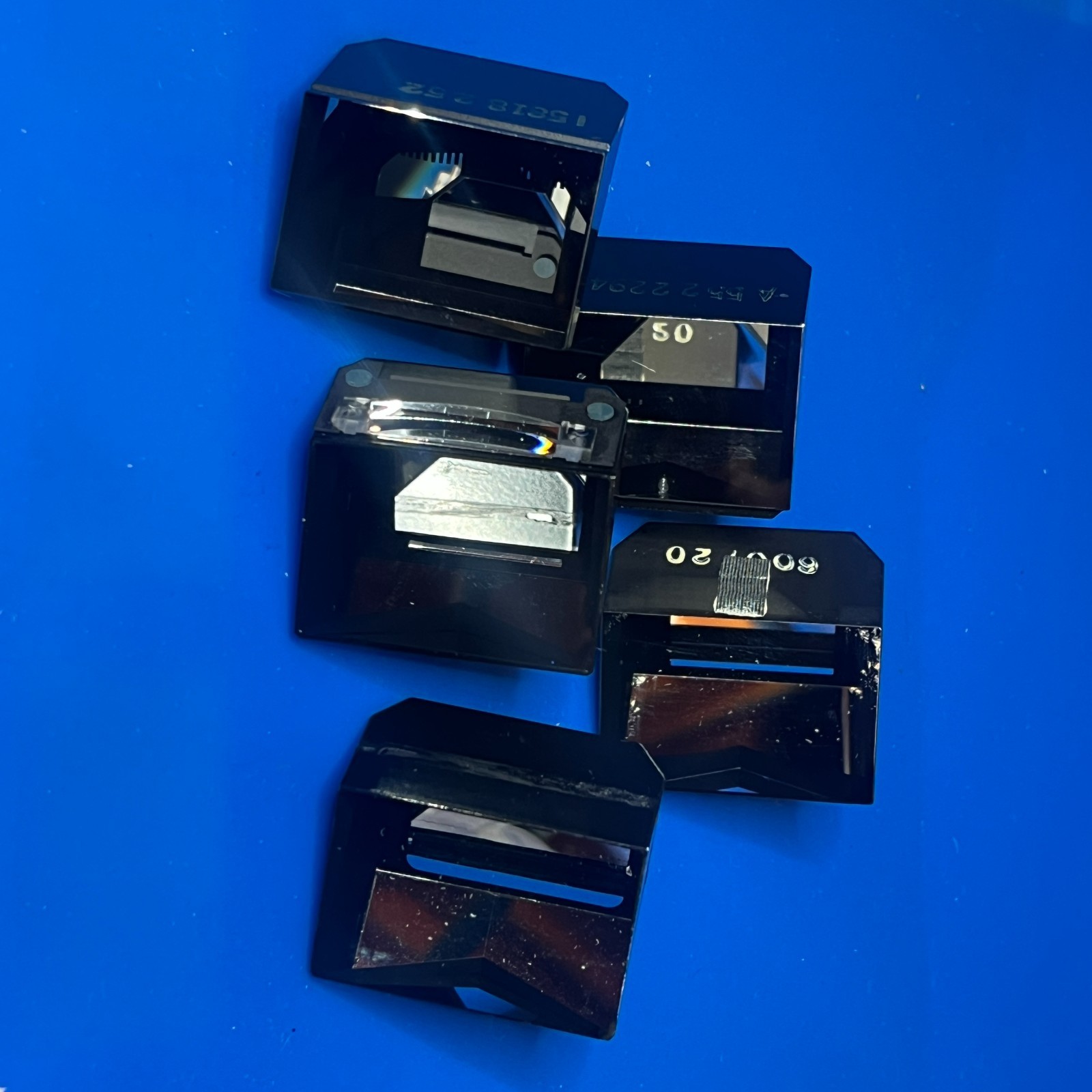 Lot of 5 Vintage Optical Glass Pentaprisms Salvaged Camera Parts Art Science