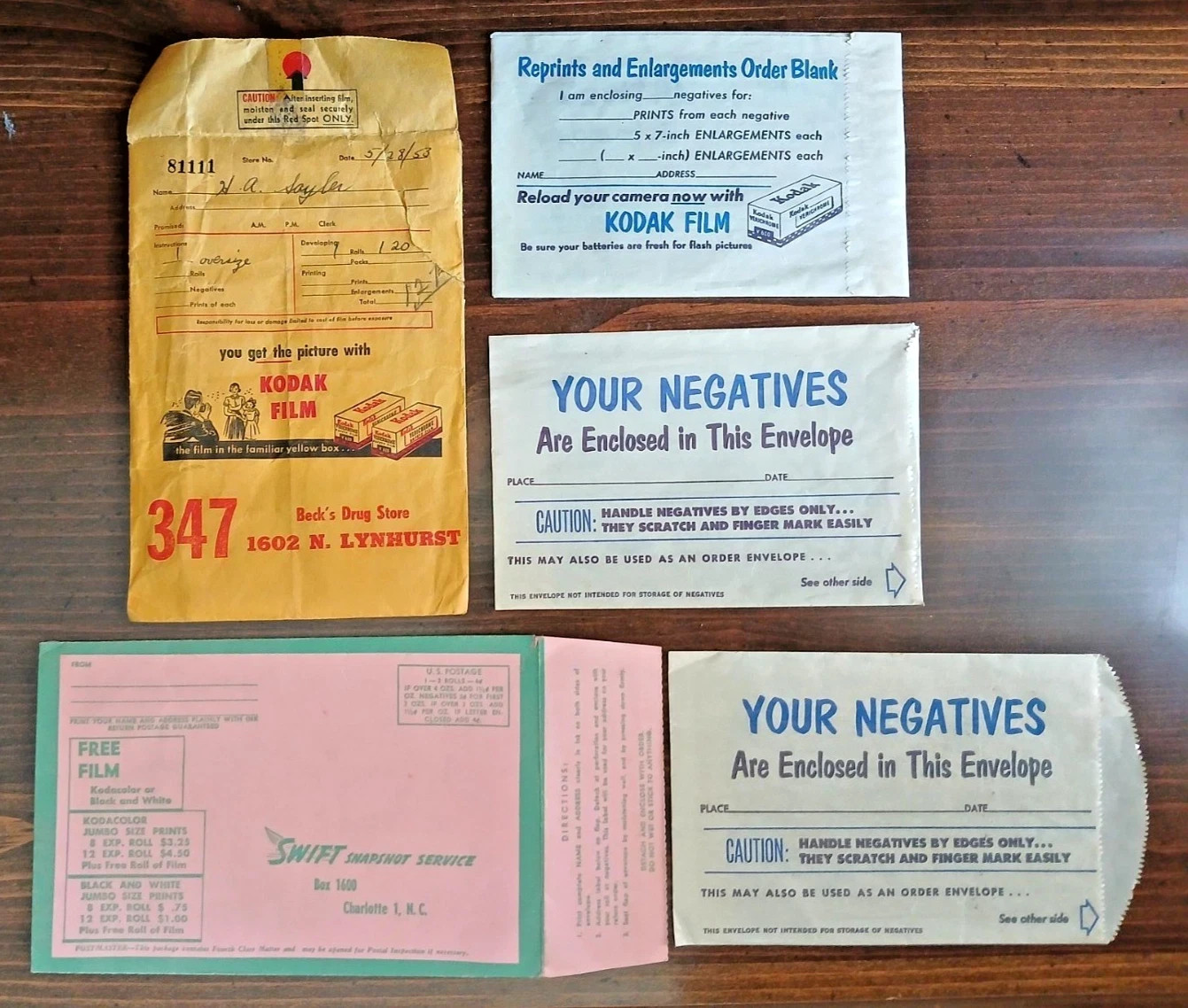 Vintage Kodak Unopened Film Lot, Collectible Canisters & Film Mailing Envelopes