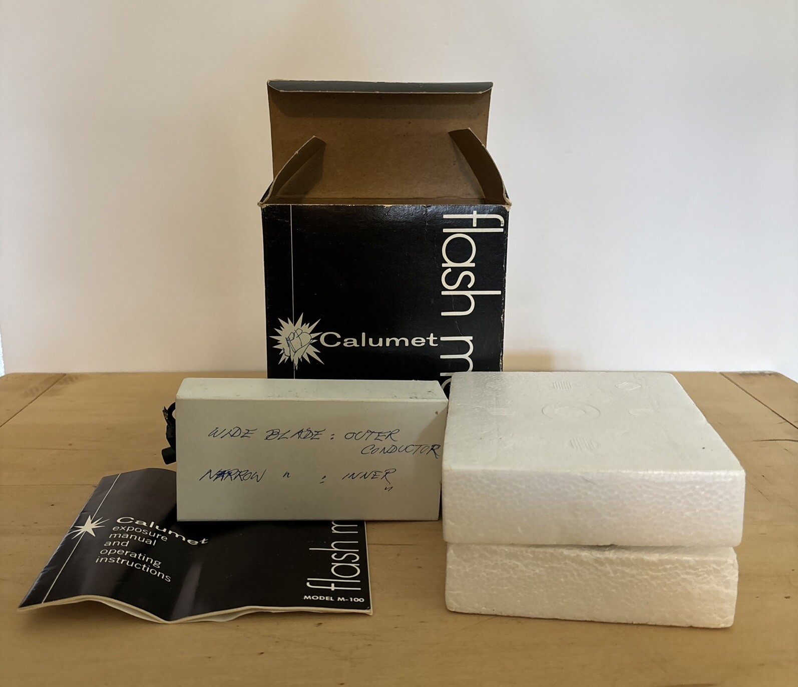 Vintage Calumet Flash Light Meter M-100 Original Box Cords Instructions