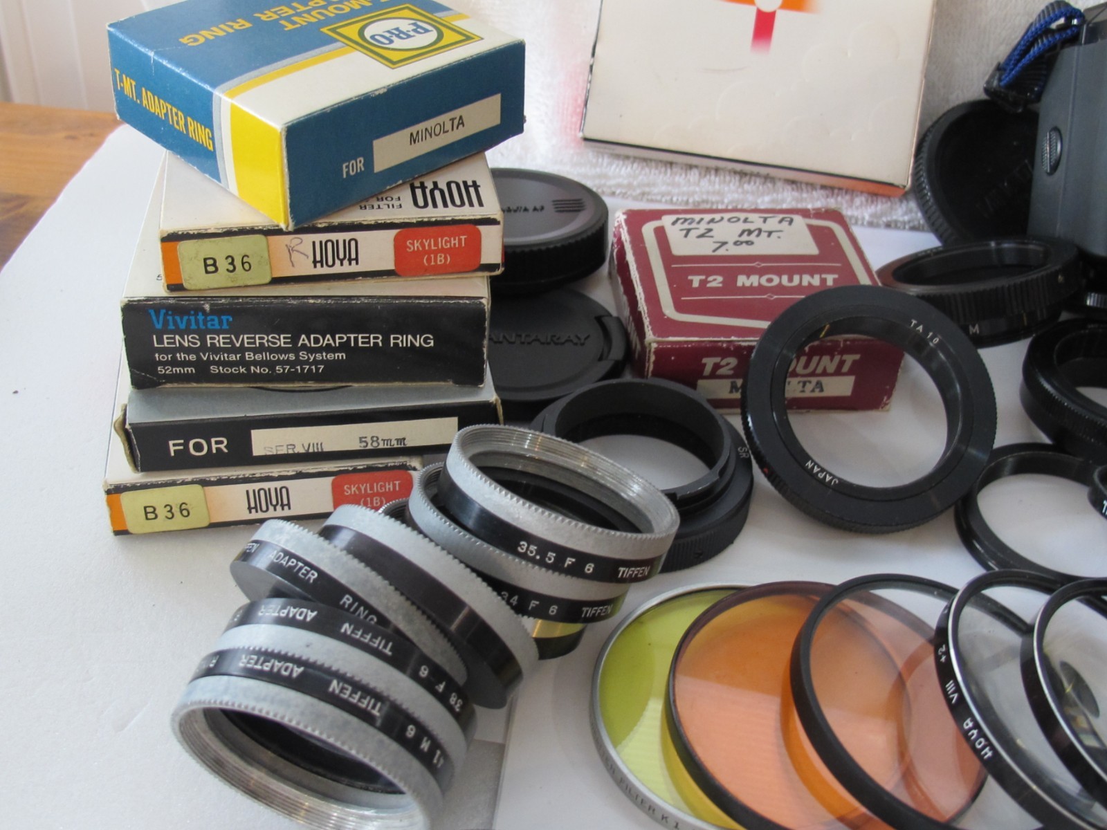 Vintage MINOLTA Camera Filter Cap Manual Adapter Ring Cable Release Mixed LOT #6