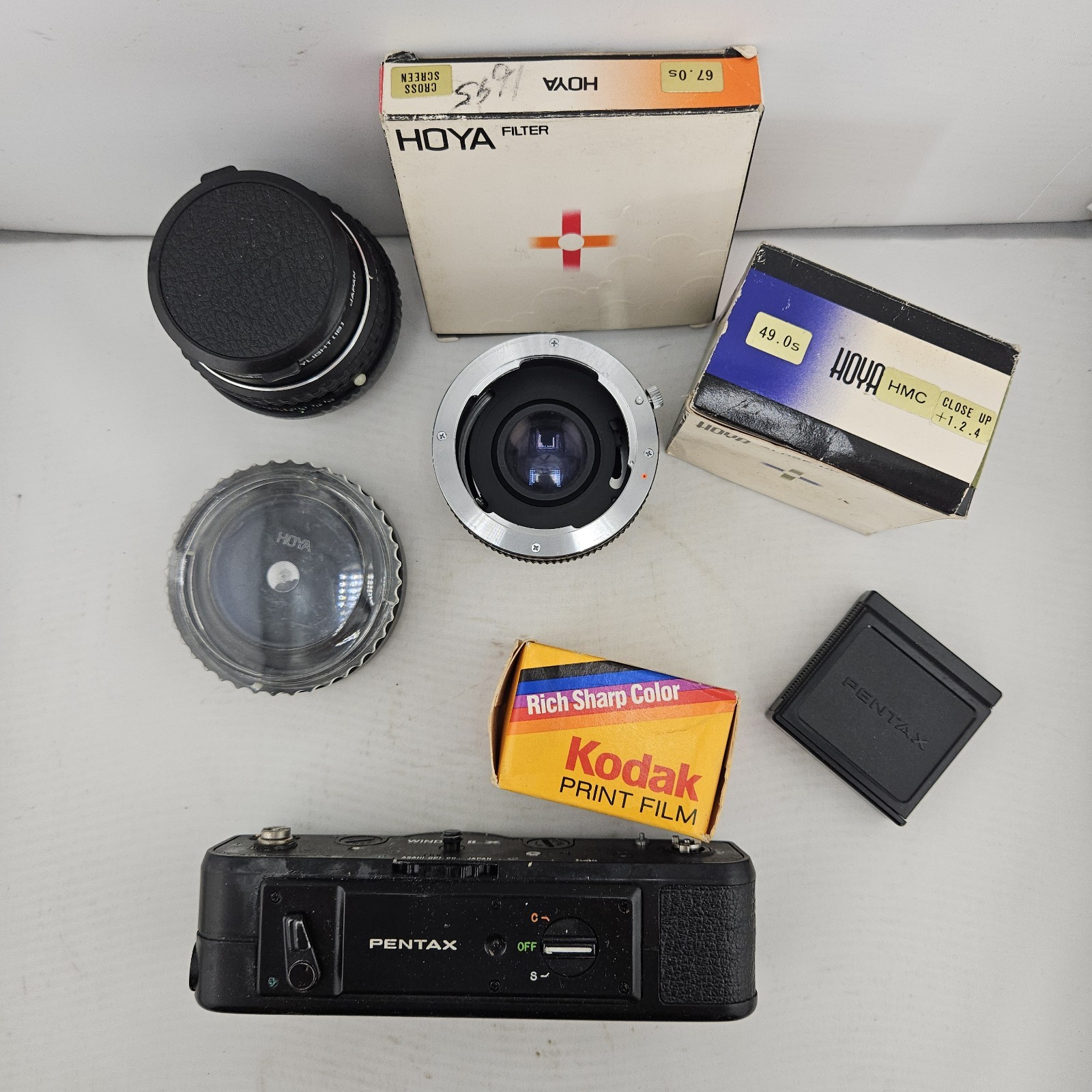 Pentax Film Camera Bundle Lens Soligor Tele Converter Hoya Filters Untested Lot