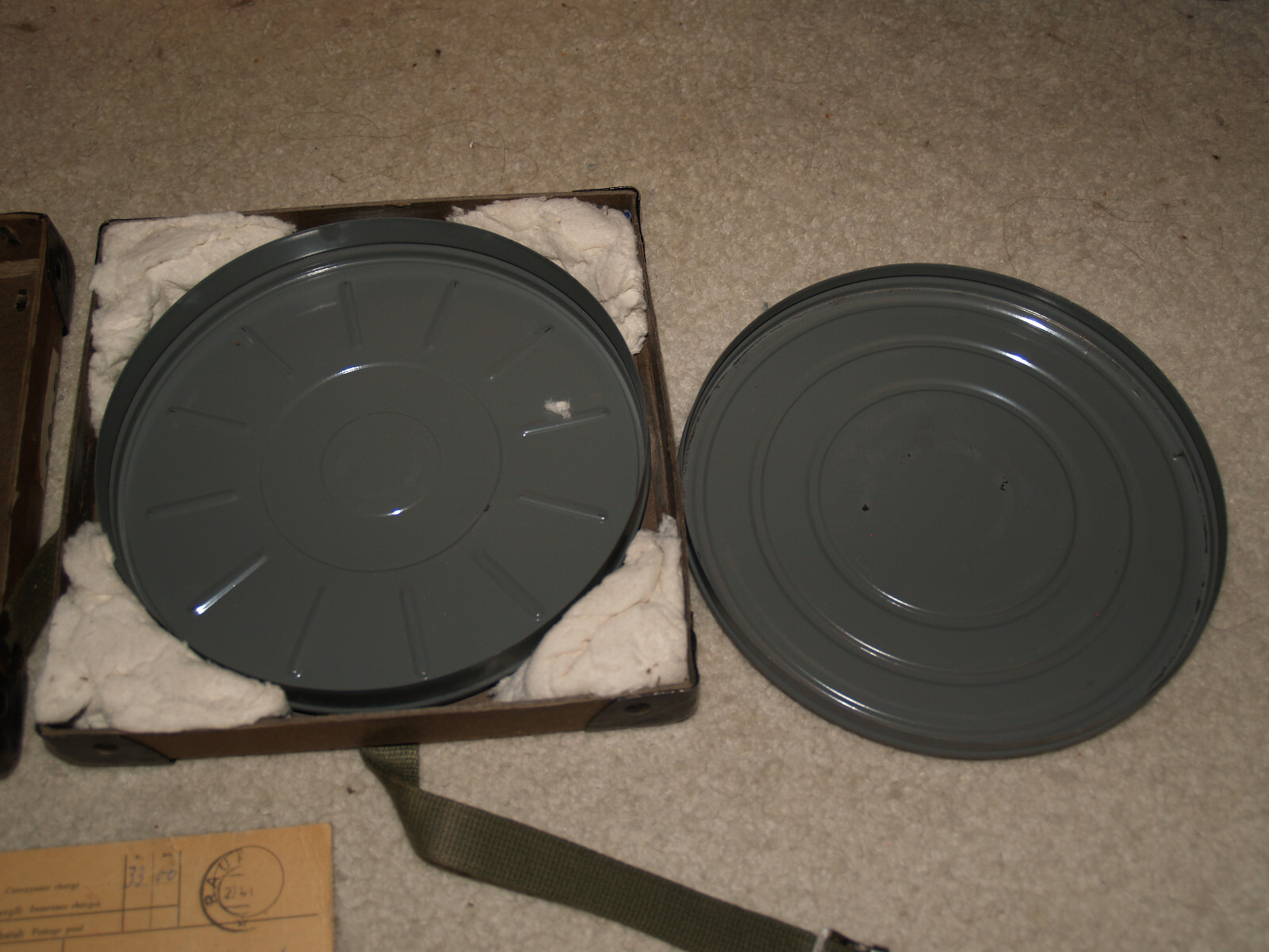 VINTAGE Film Reel Canister Case Shipping Box Mailer 8″ X 8″ X 1″ + reel canister