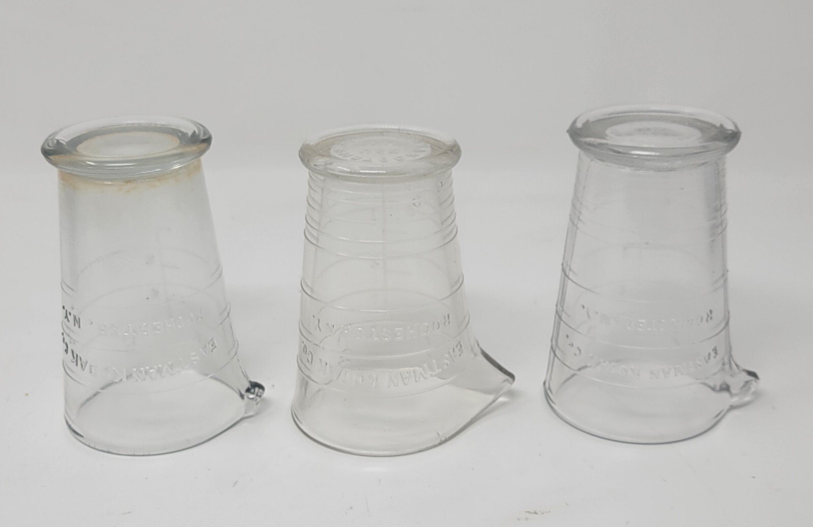 Vintage Eastman Kodak Co. 4oz. Photographic Use Glass Beakers Lot of 3
