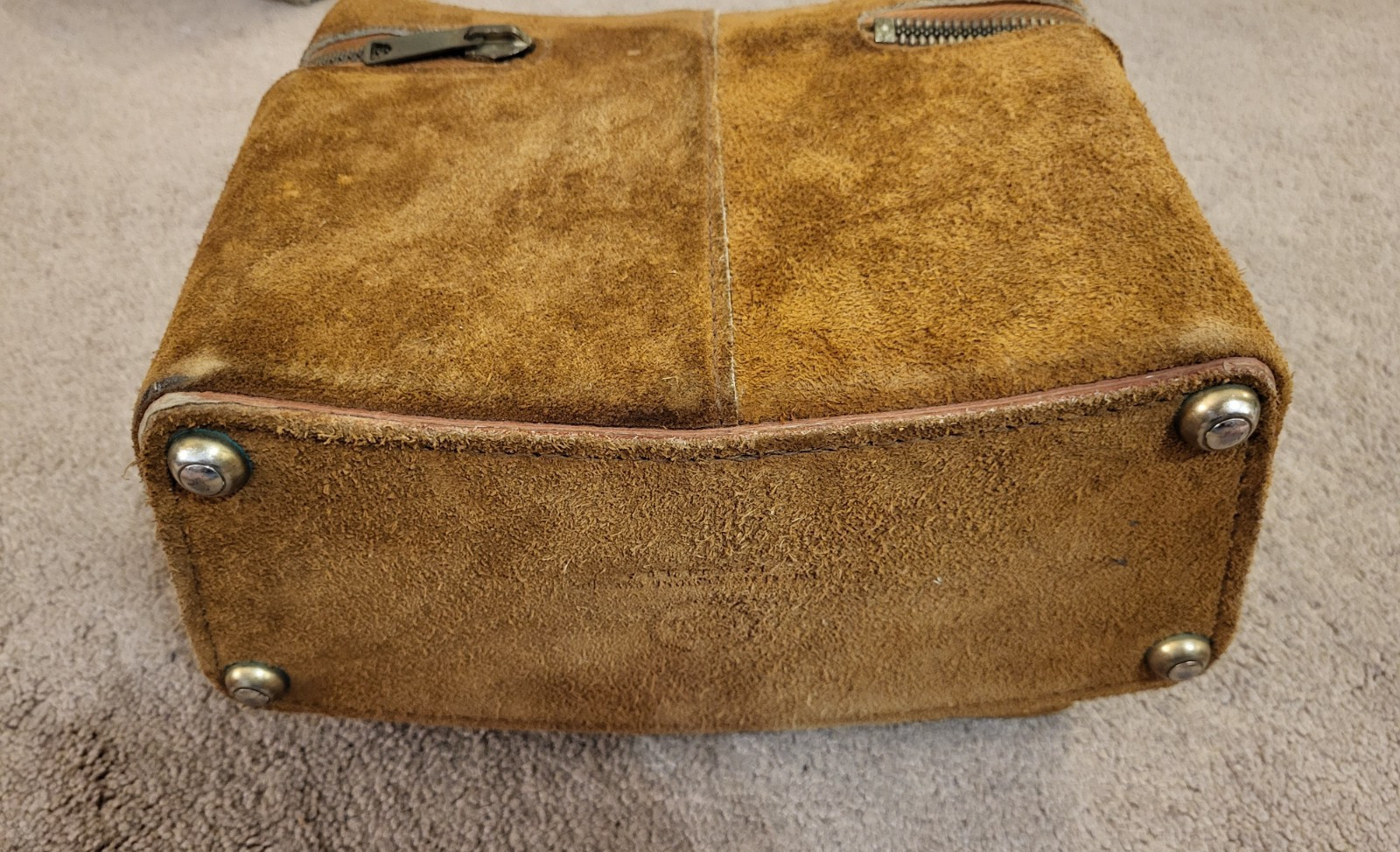 Coast Camera Bag Top Grain Genuine Cowhide Suede Made USA Zip Green Interior VTG
