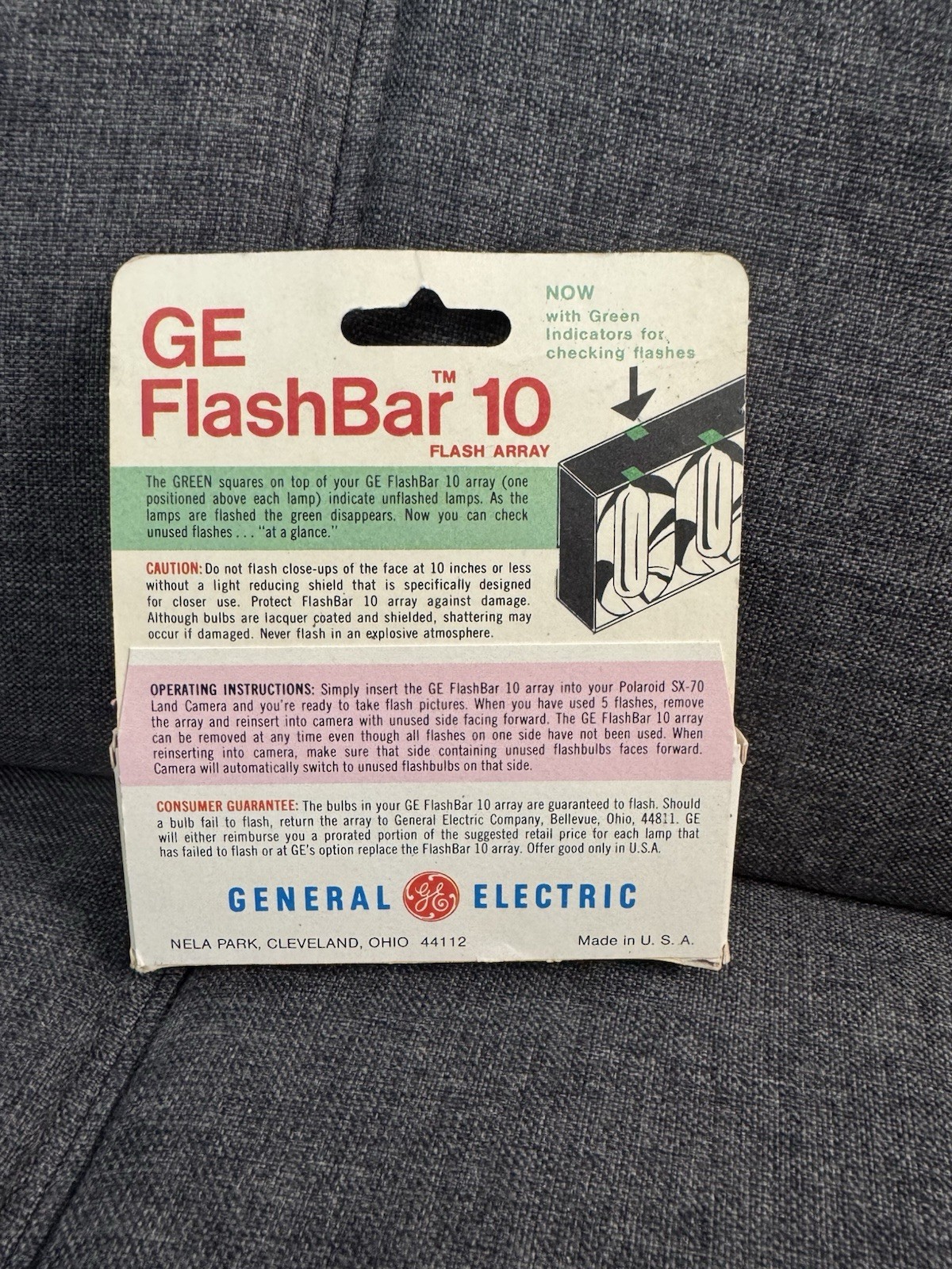 GE Vintage FlashBar II for Polaroid SX-70 Camera 10 FLASHES