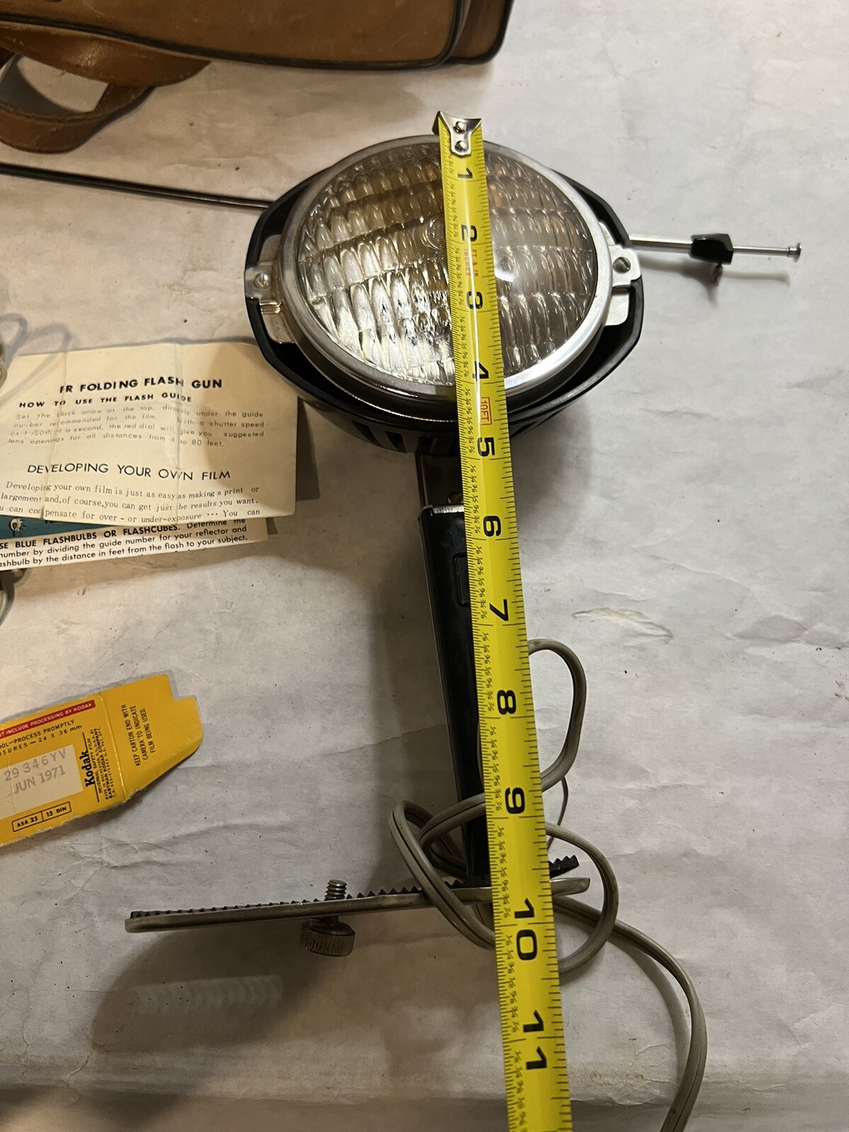 GE ACMELITE Attachment Bright Lamp Electric Tested Working, Leather Bag Vintage