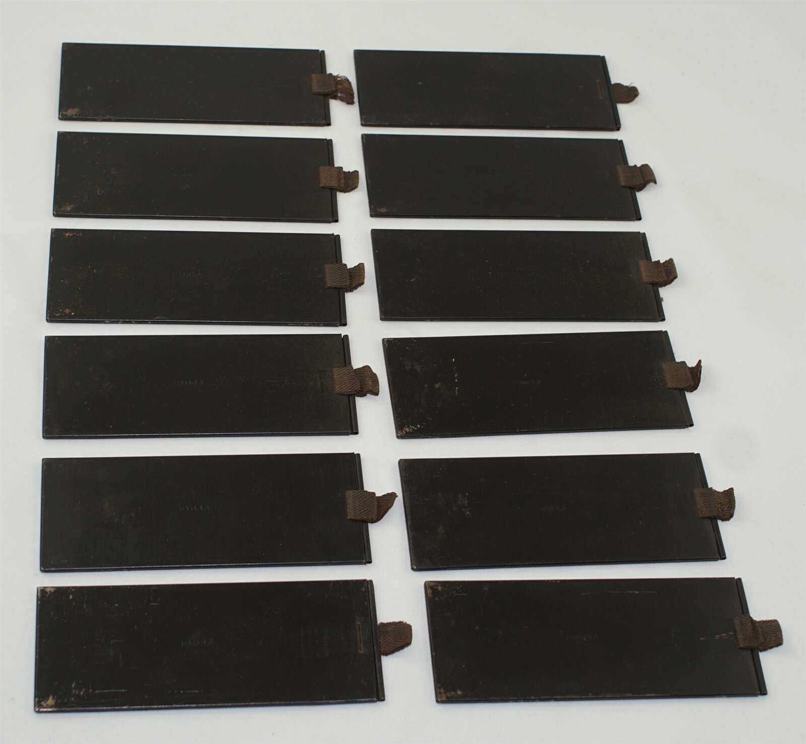 45x107mm Set of 12 Plate Holders marked AP Paris for Antique Stereo Camera