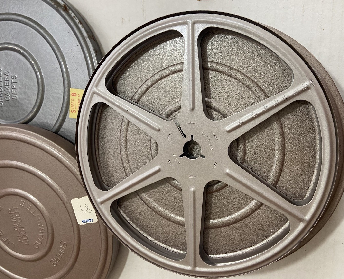 Vintage 8mm Film Metal Reel & Cans 5 Ea 7” And 1 Ea 5” 1960’s/70’s