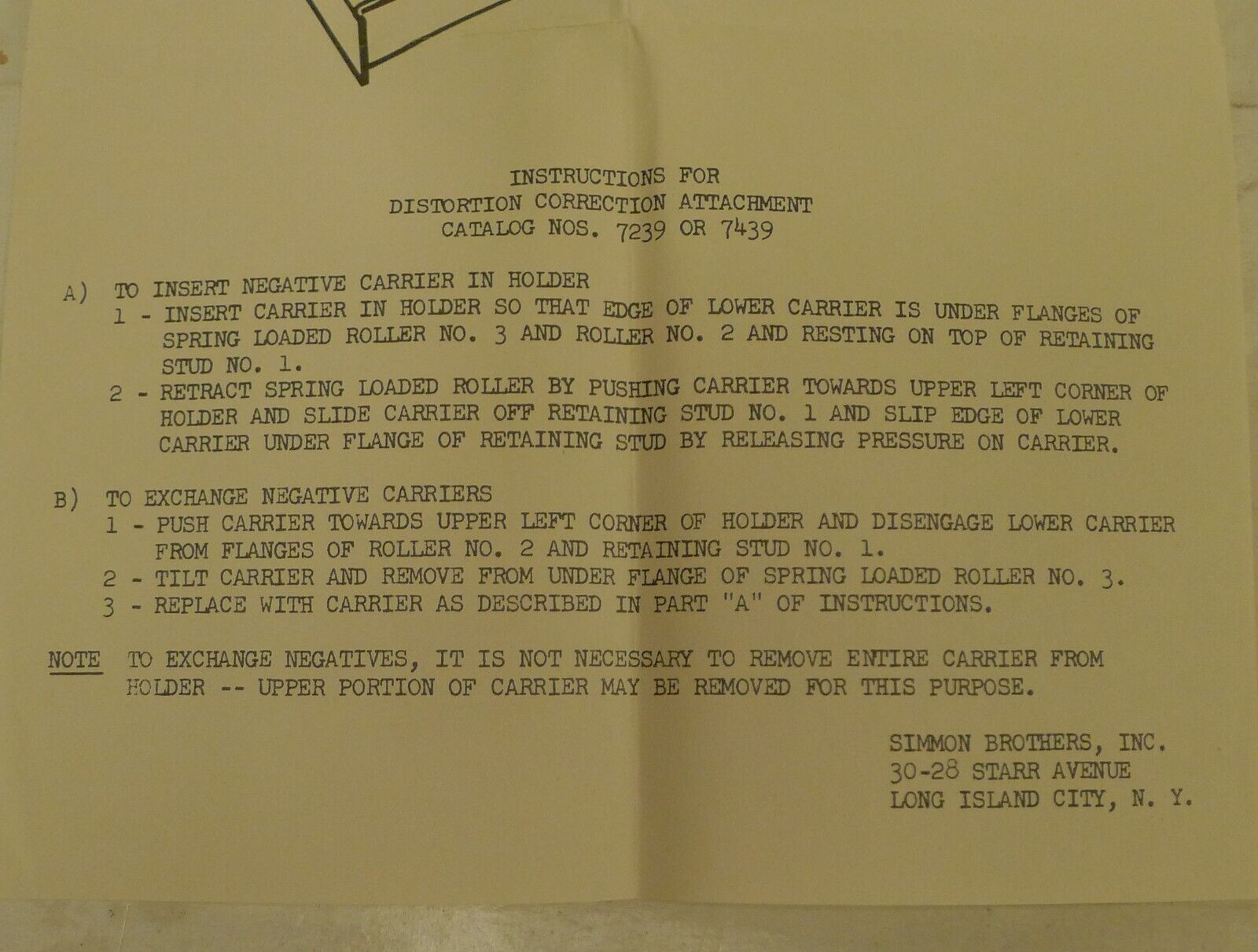 Omega Distortion Correction Device 7439 & Instructions for Model D2-D3 Enlargers