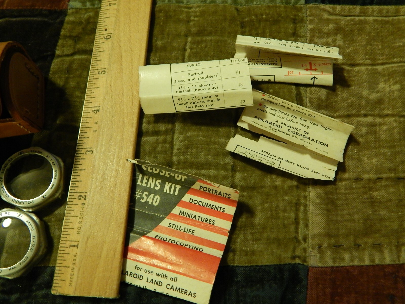 Polaroid ~ 540 Close-Up Lens Kit ~ Leather Snap Case w/ Lenses & Measuring Tape