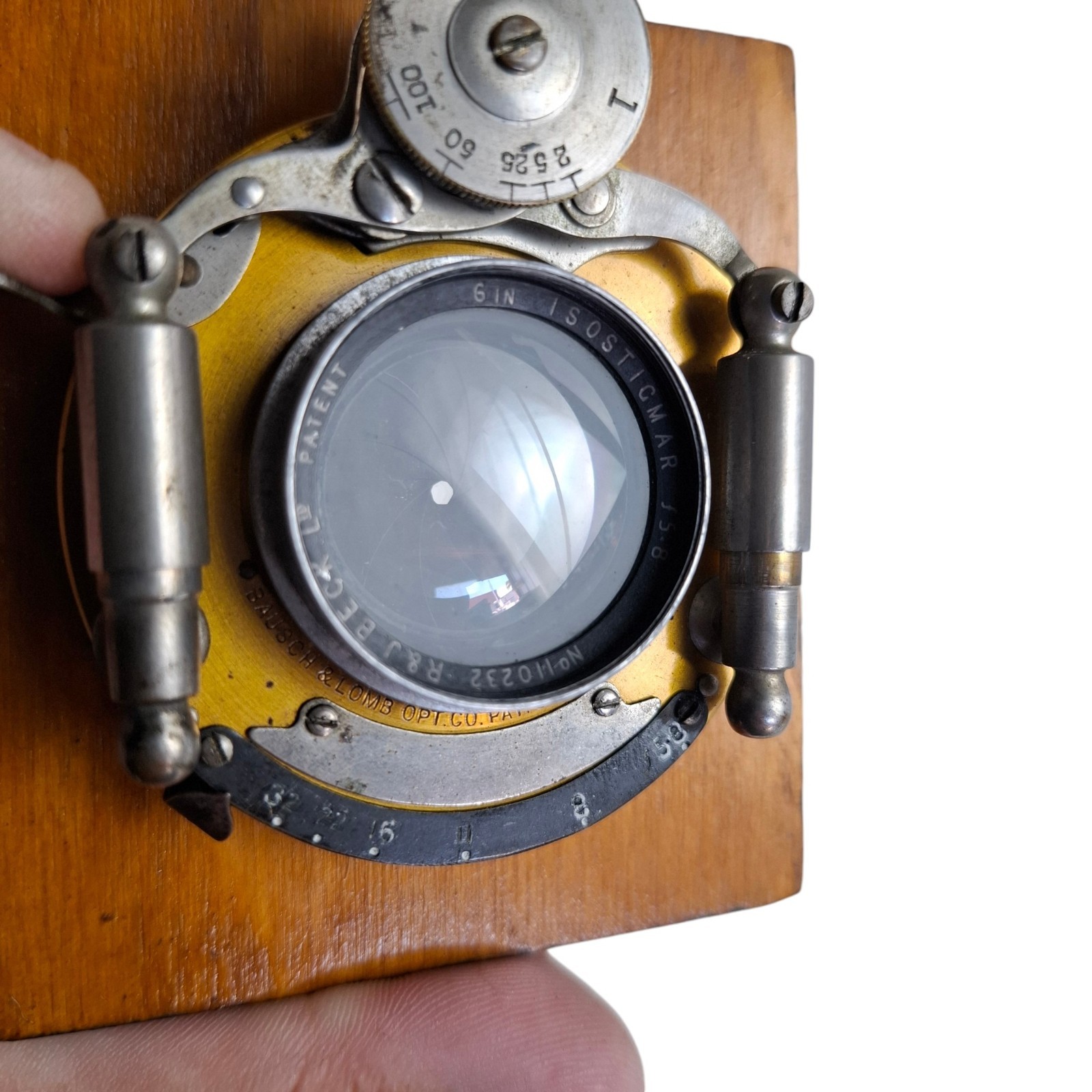 Bausch & Lomb Unicum shutter with an R. & J. Beck 6-inch Isostigmar f/5.8 lens