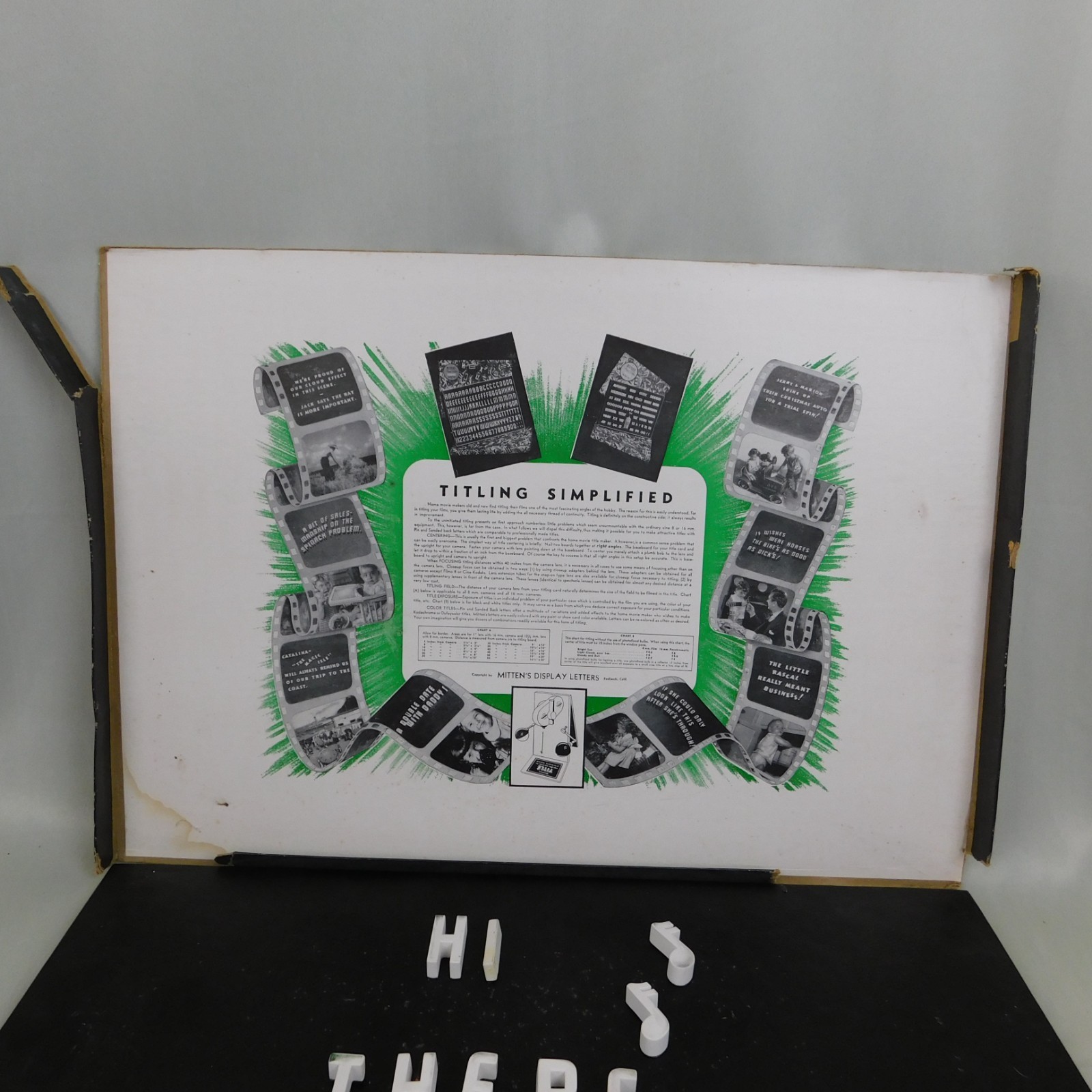 Mitten’s Movie Titlers PLT-2 Pin-Back Letters Numbers & Panel Background #C970