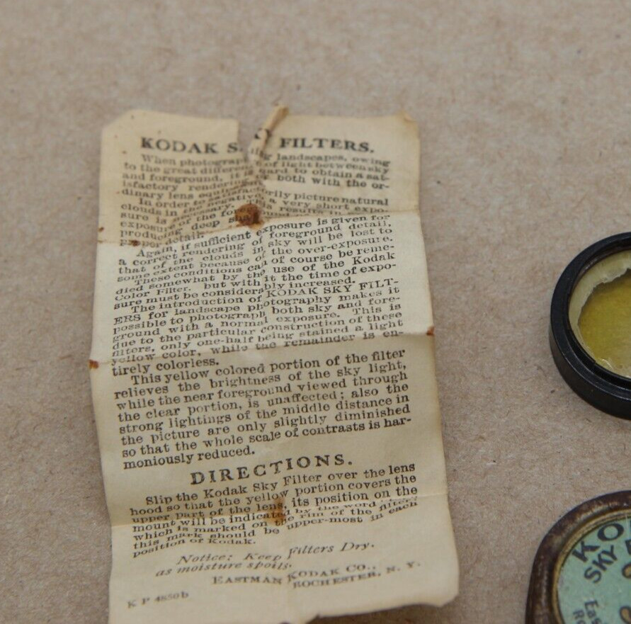Vintage Kodak #3 Sky Filter Lens In A Metal Tin w/ Instructions