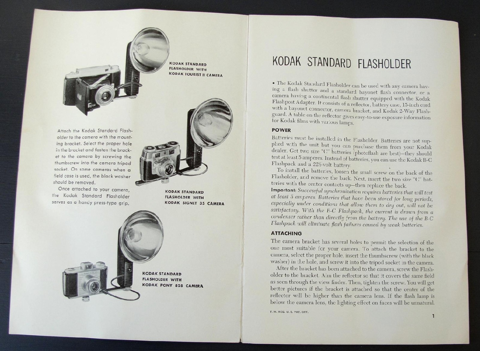 Vintage Kodak Standard Flasholder Flash Holder w/Original Box and Instructions