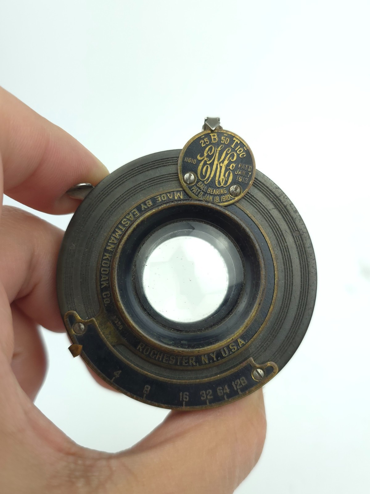 1913 Eastman Kodak Ball Bearing Lens Brass Optical Rochester NY Made In USA