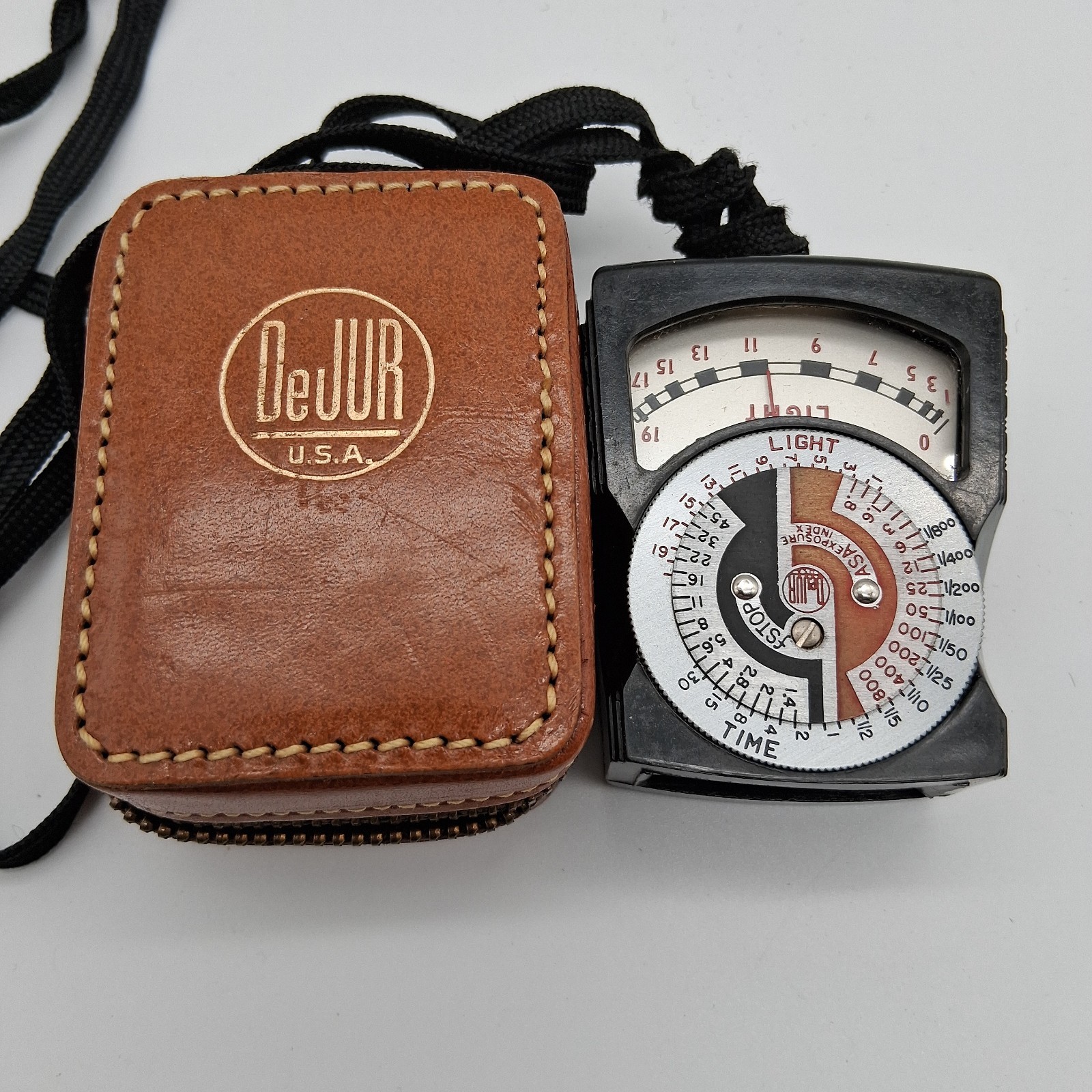 Vintage DeJur Amsco Model 5-B Light Meter Works w/ Case USA