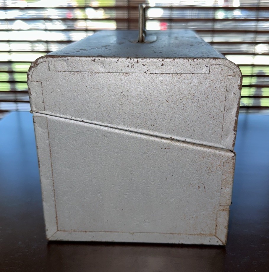 Metal Box Movie 8mm Film 12 Reel Holder Carrying Case 9 1/2” X 5 1/2” X 5 1/2”