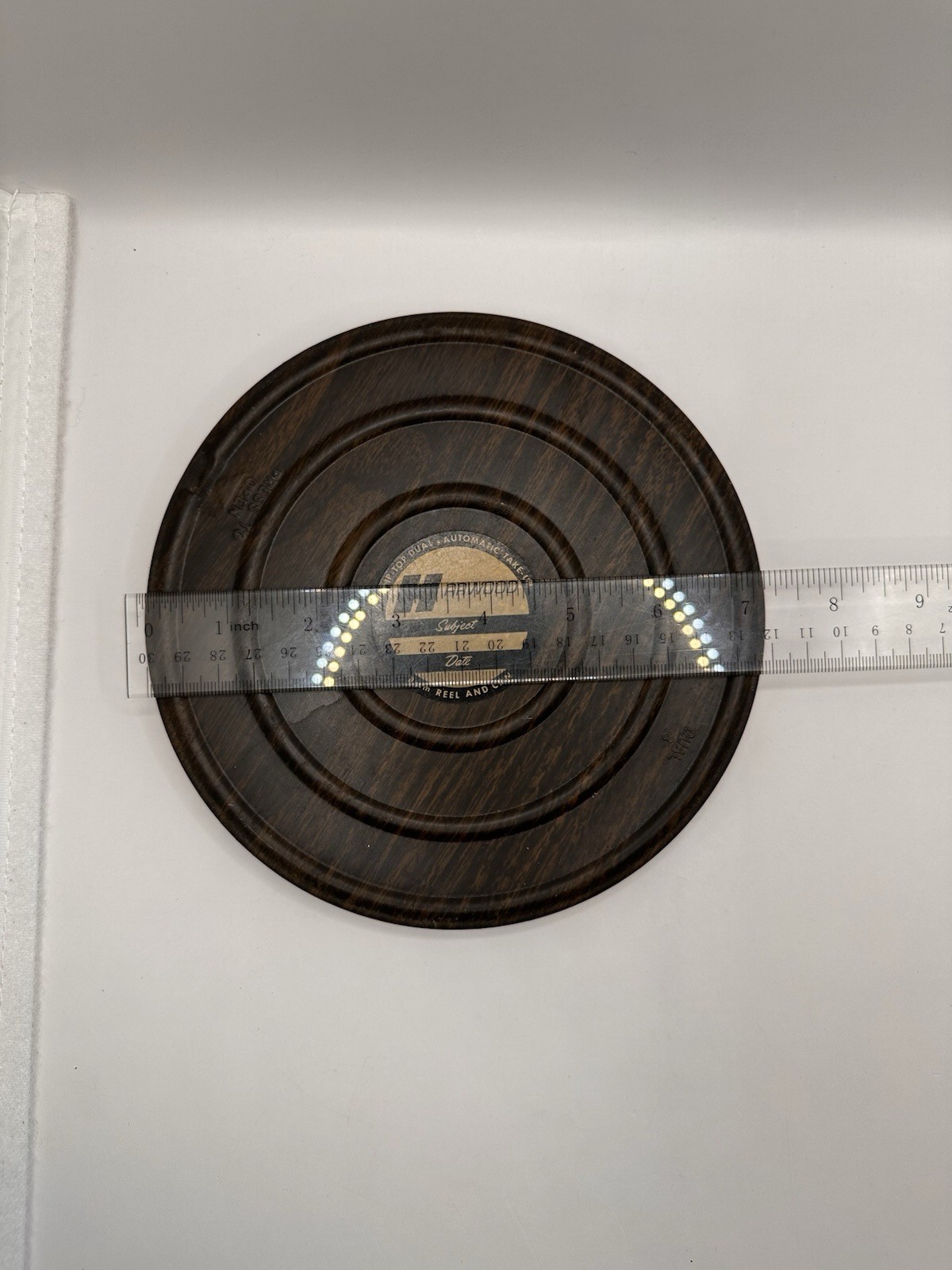 Vintage Harwood Empty 8mm Film Reel Can Faux Wood Flip Top Dual Take Up