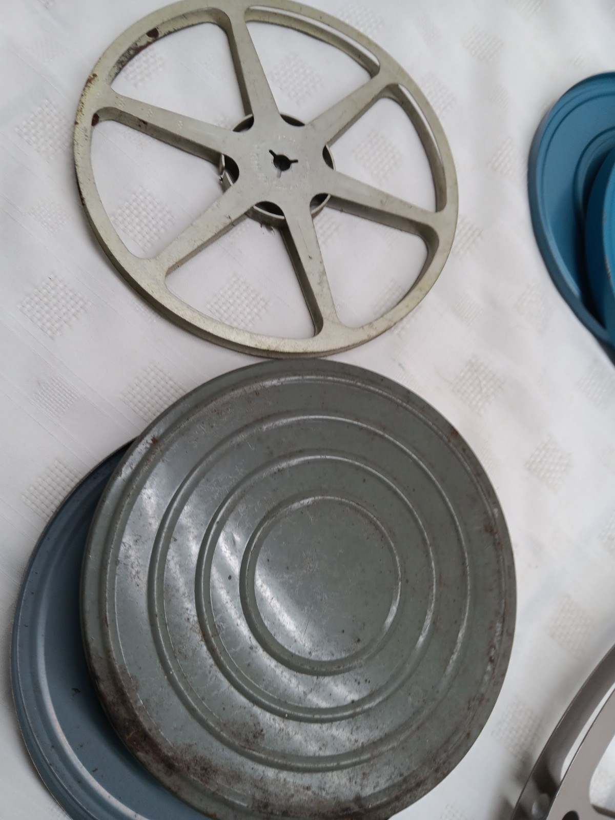 Vintage Lot Metal Film Reels Canister Compco,Tower,Korvette 5 in. To 15 in. Size
