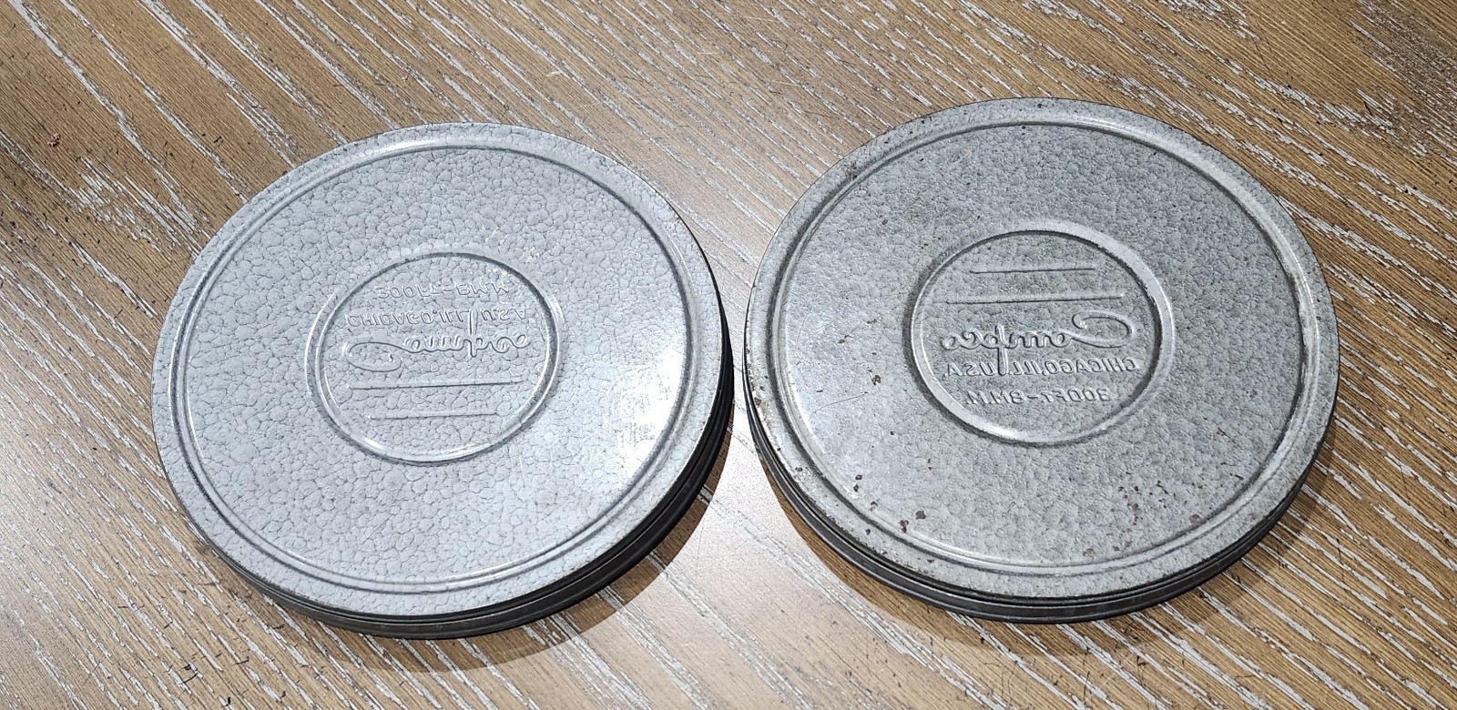 Vintage Compco 400ft & 300 ft 8mm Metal Movie Film Reels and Canisters Lot Of 4