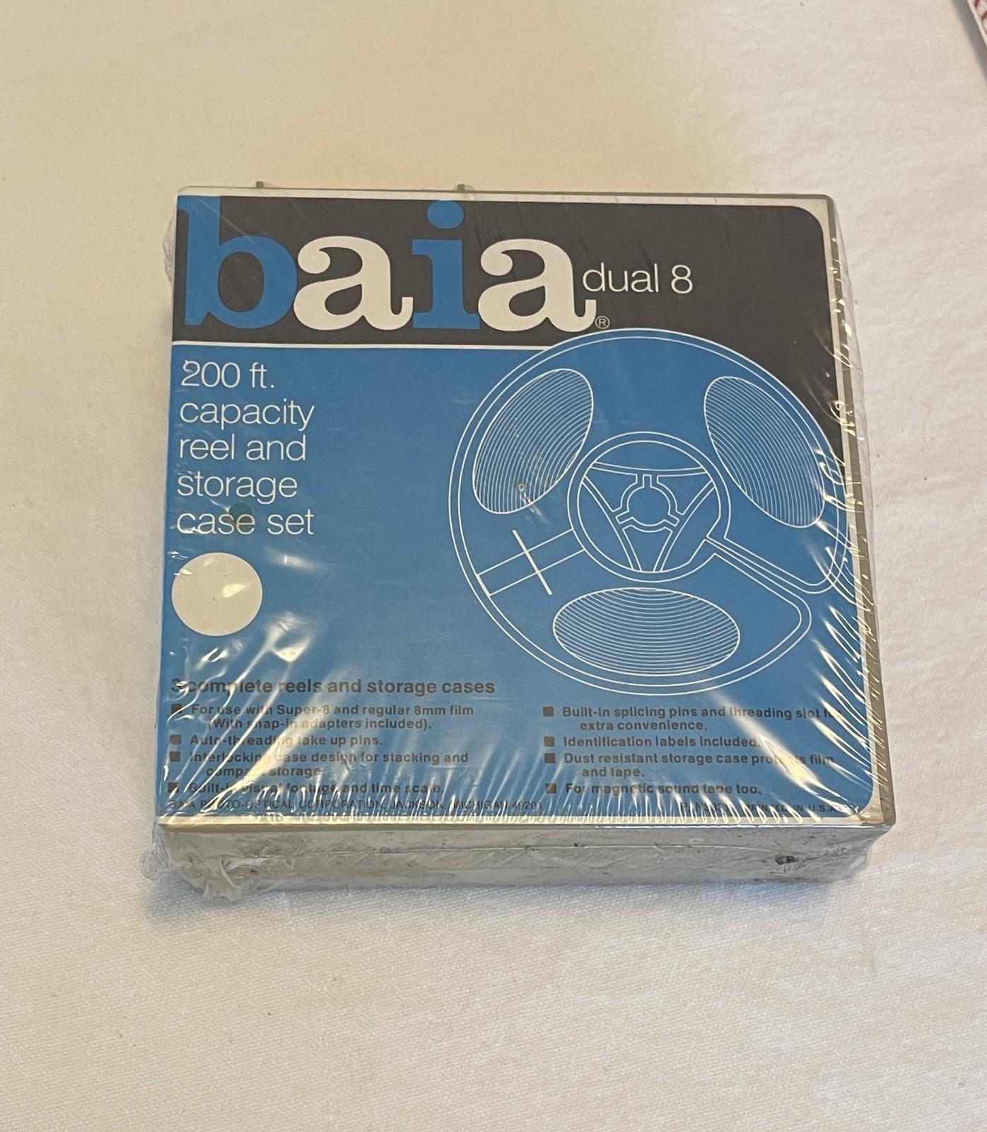 Set of 3 – Vintage Baia Dual 8 200 ft. Capacity Reel and Storage Case Set – New