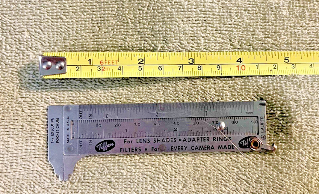 Tiffen measurer for lens shades, adapter rings,filters etc…
