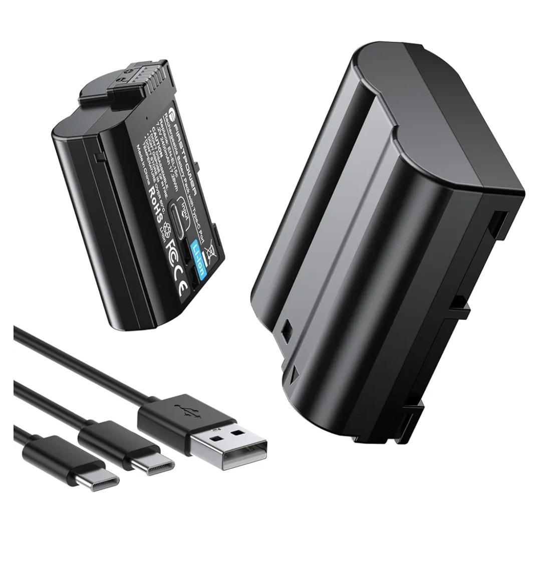 FirstPower EN-EL15C 2400mAh 2-Pack Replacement Battery with USB-C Fast Charging