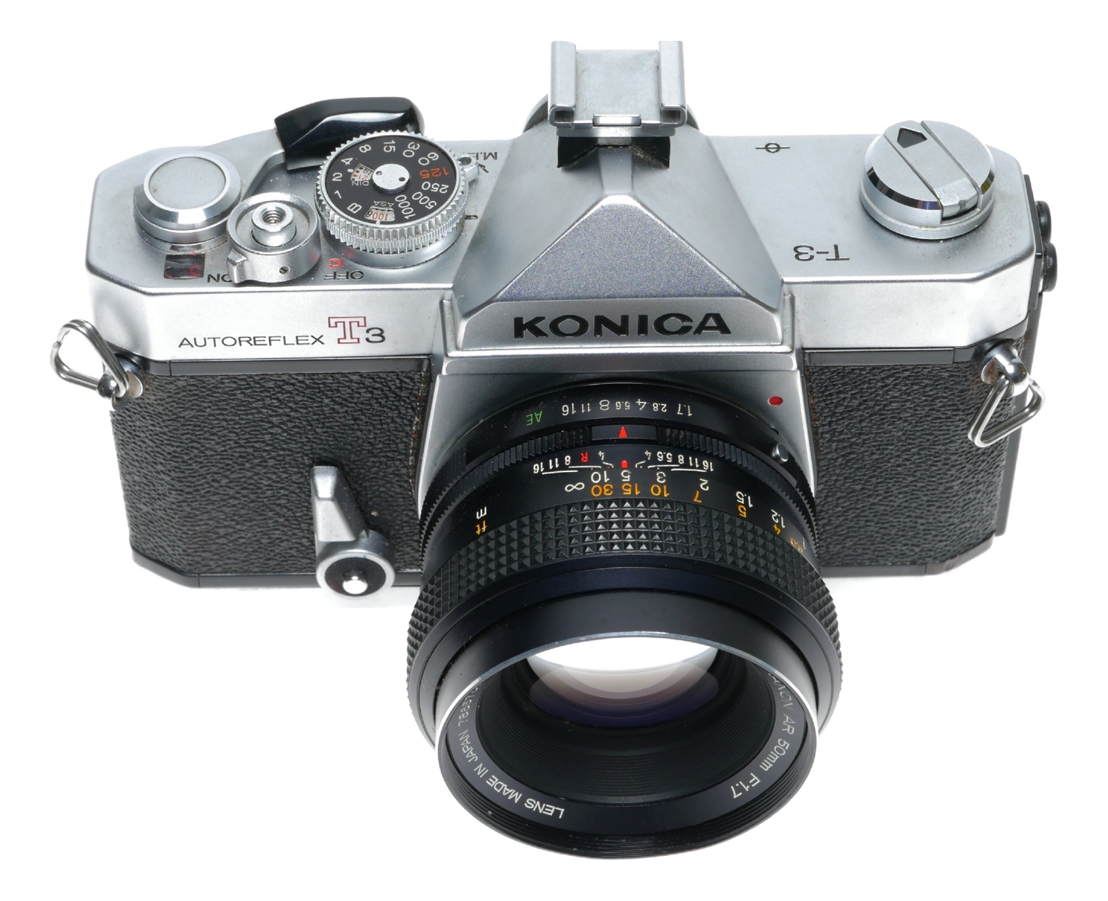 Konica Autoreflex T3 35mm SLR Film Camera Split Image Hexanon AR 1.7/50