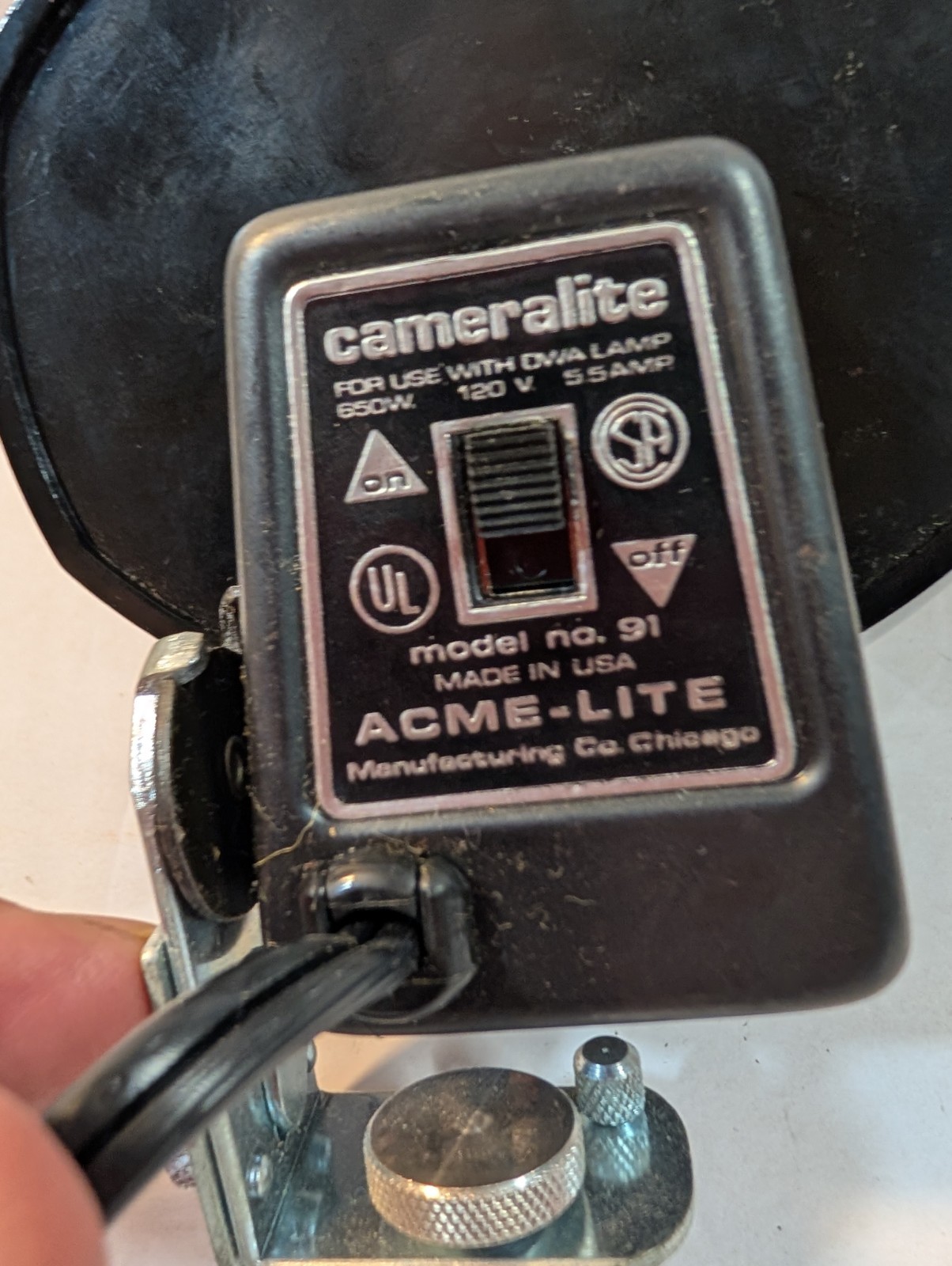 VINTAGE ACME-LITE Topmount Cameralite 91 Movie Camera Light- FITS ALL SUPER 8