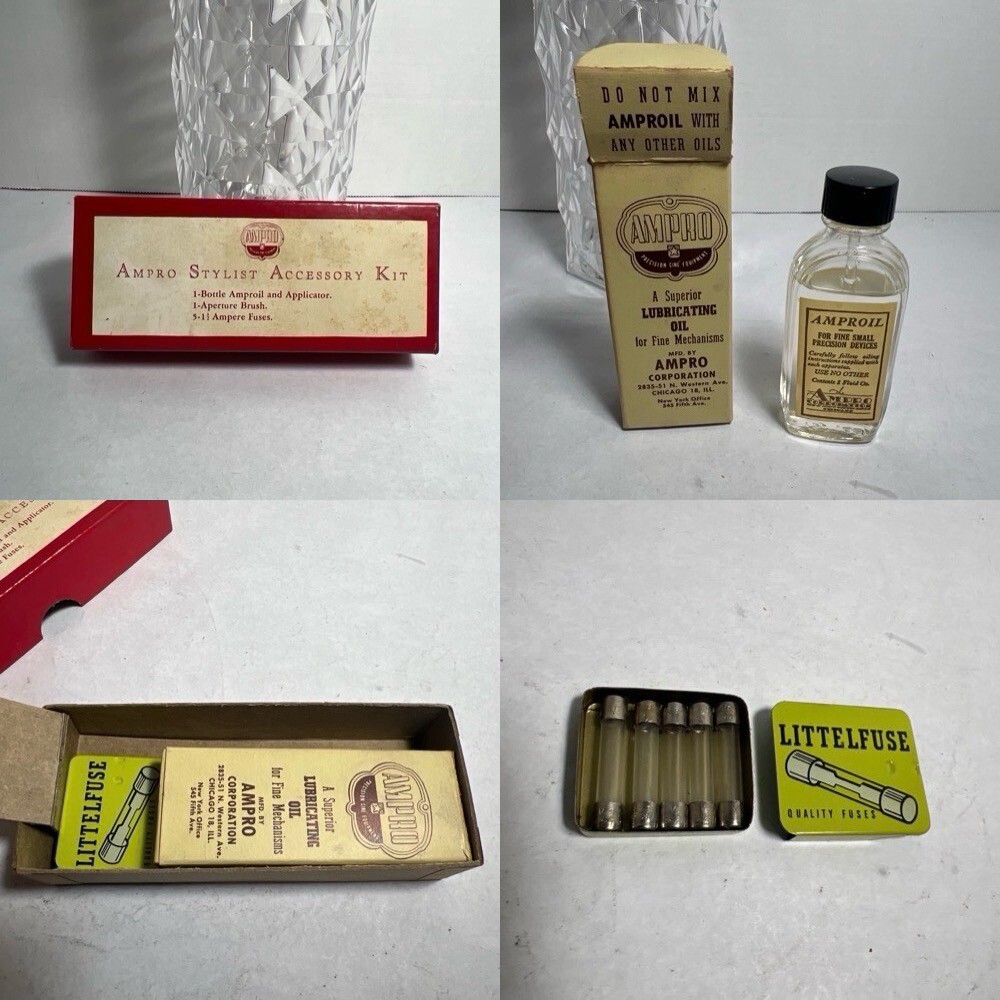 AMPRO Stylist Projector Accessory Kit: 1 Bottle Amproil, 5 Fuses w/Box NO BRUSH