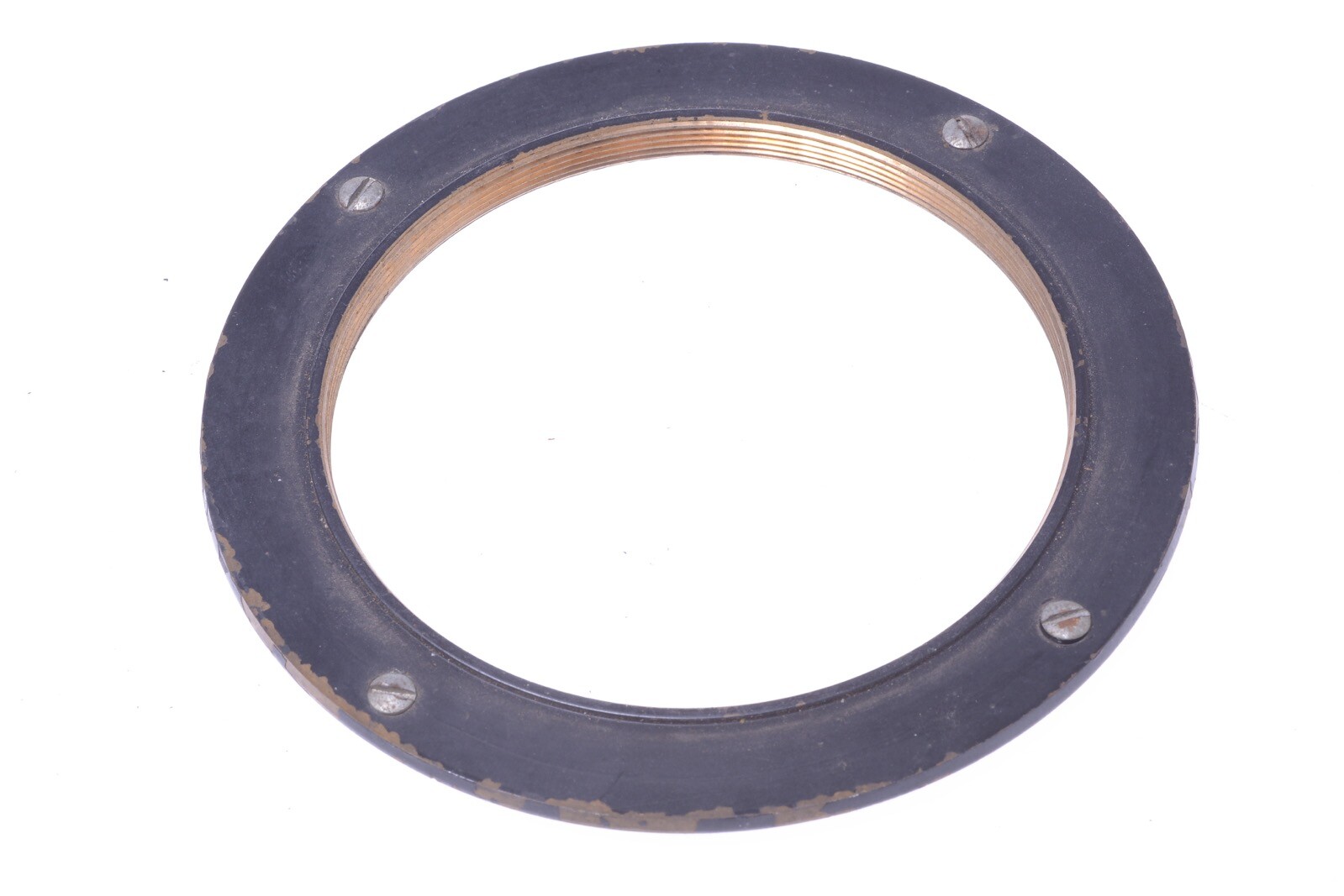 ✅ ANTIQUE BRASS FLANGE 89MM SCREW THREAD LENS W/ SCREWS