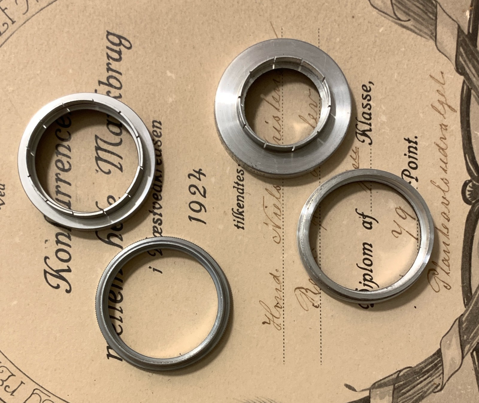 Vtg Kodak Series V Lenses Portra 2+ & 3+, Wratten K2 Filter, Lens Adapter Rings