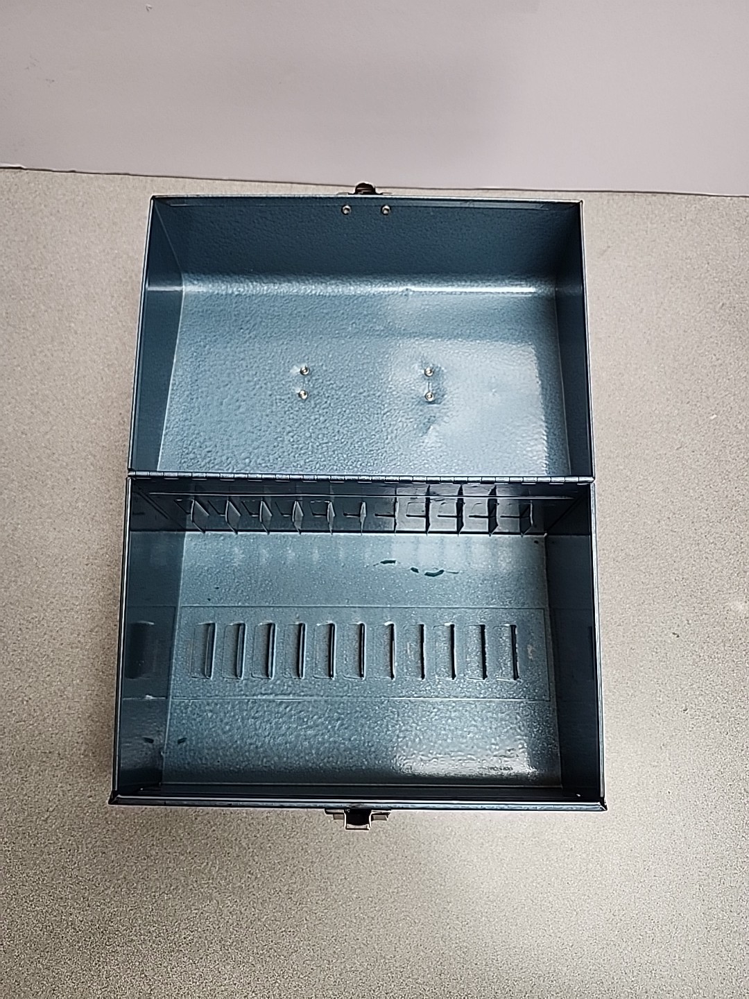 Metal Blue 8mm Movie Reel Chest Box 12 Slot Film Storage Case