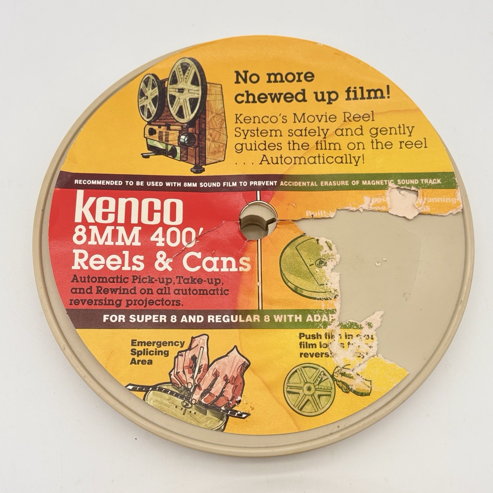 Lot of 2 Vintage Kenco Plastic 7″ 400′ 8mm Movie Film Reels & Cans