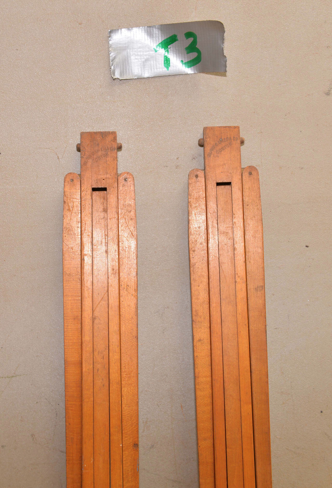 2 Rare Blair Camera Co Boston Hawkeye No 1 & #2 tripod legs wood collectible T3